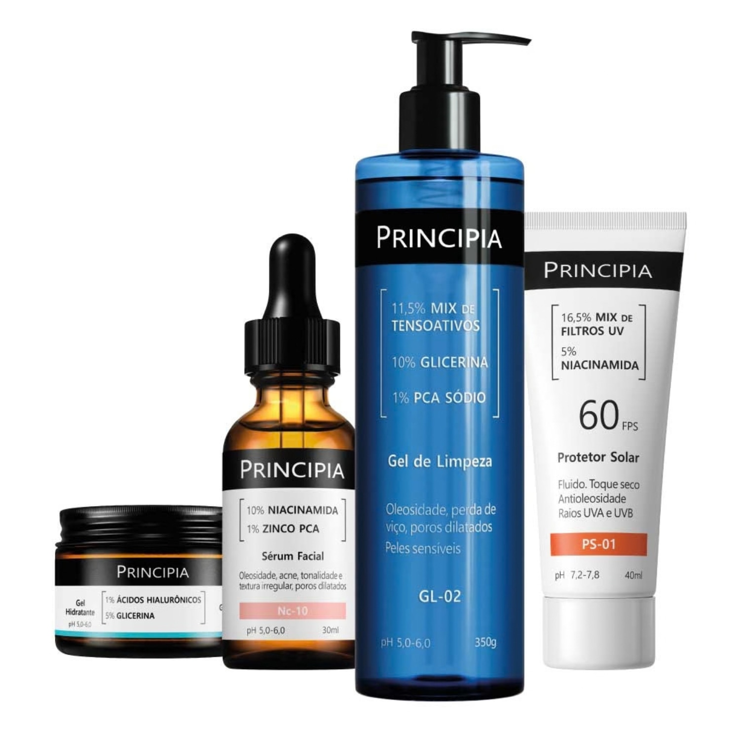 Principia Kit Essencial Niacinamida com PS-02: GL-02 350g+ GH-01+ Nc-10+ PS-02 FPS60