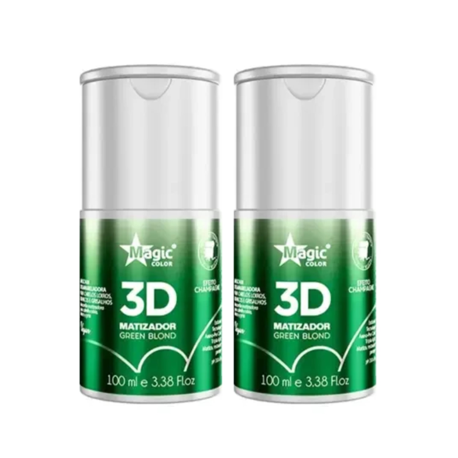 Kit 2 Matizador 3d Green Blond Champagne Magic Color - 100ml