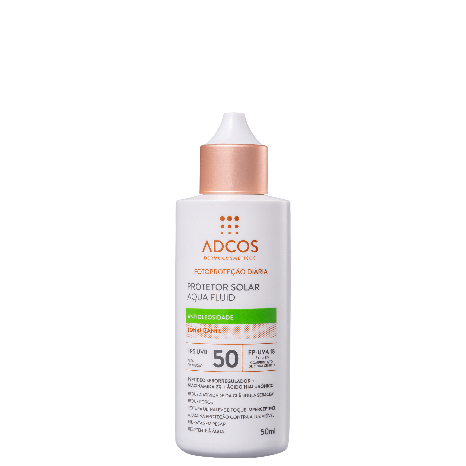 Adcos Aqua Fluid Tonalizante FPS 50 - Protetor Solar Facial 50ml