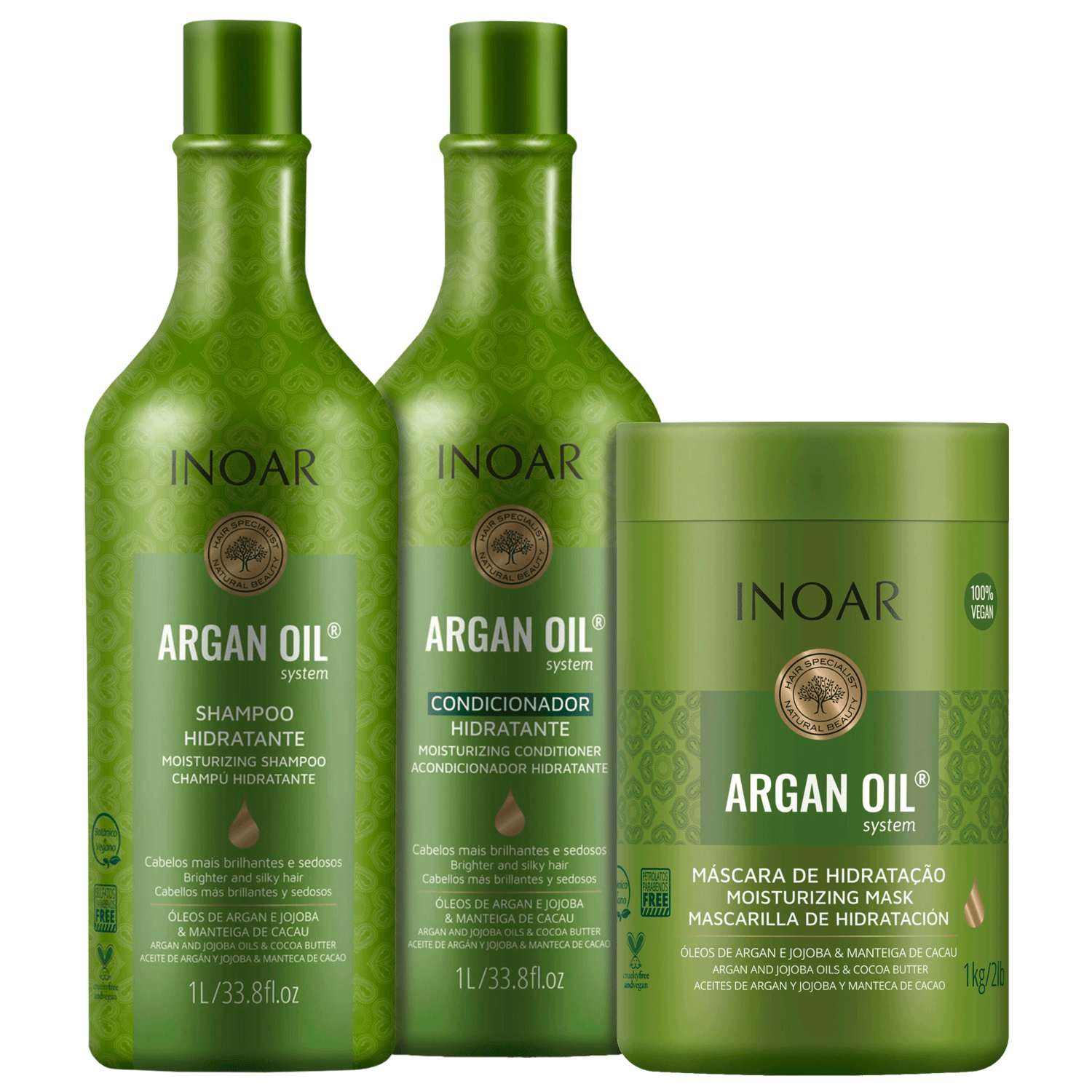 Kit Inoar Argan Oil System Salon Trio (3 Produtos)