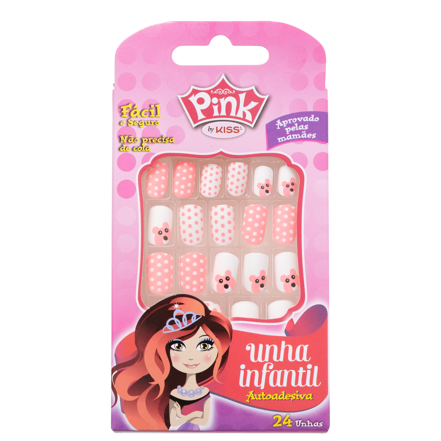 Kiss New York Pink Infantil Color Change Urso - Unhas Postiças