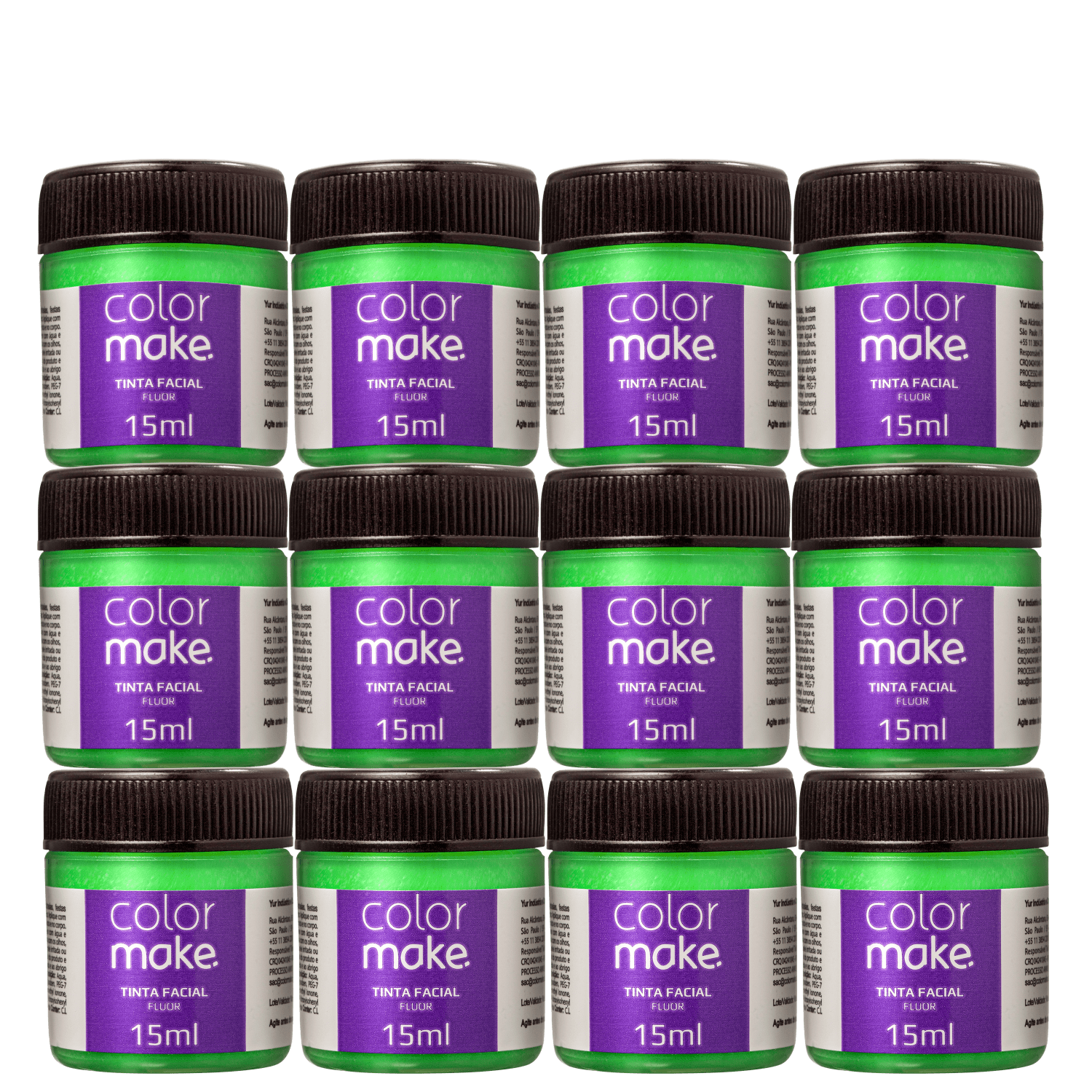 Kit Colormake Fluorescente Verde - Tinta Líquida 12x15ml