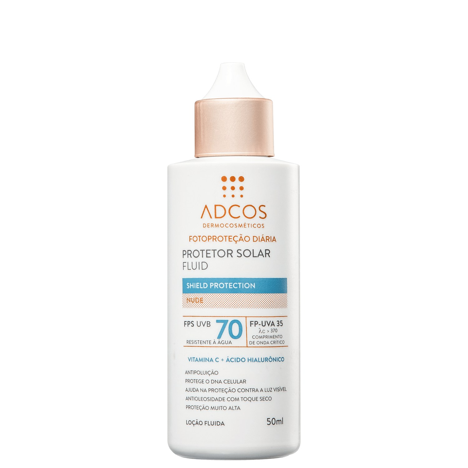 Adcos Fotoproteção Diária Fluid Nude FPS 70 - Protetor Solar 50ml