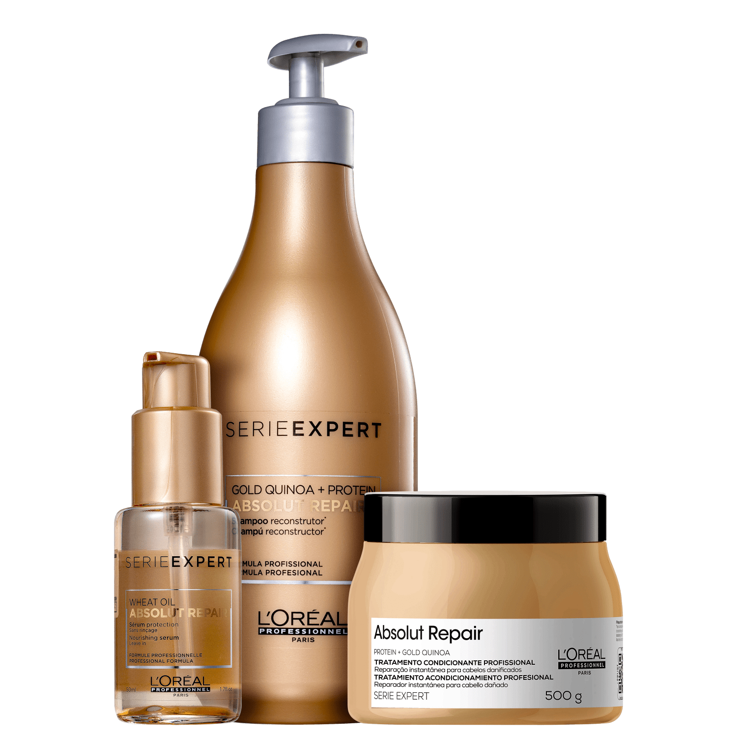 Kit L'Oréal Professionnel Serie Expert Absolut Repair Gold Quinoa + Protein Completo (3 Produtos)