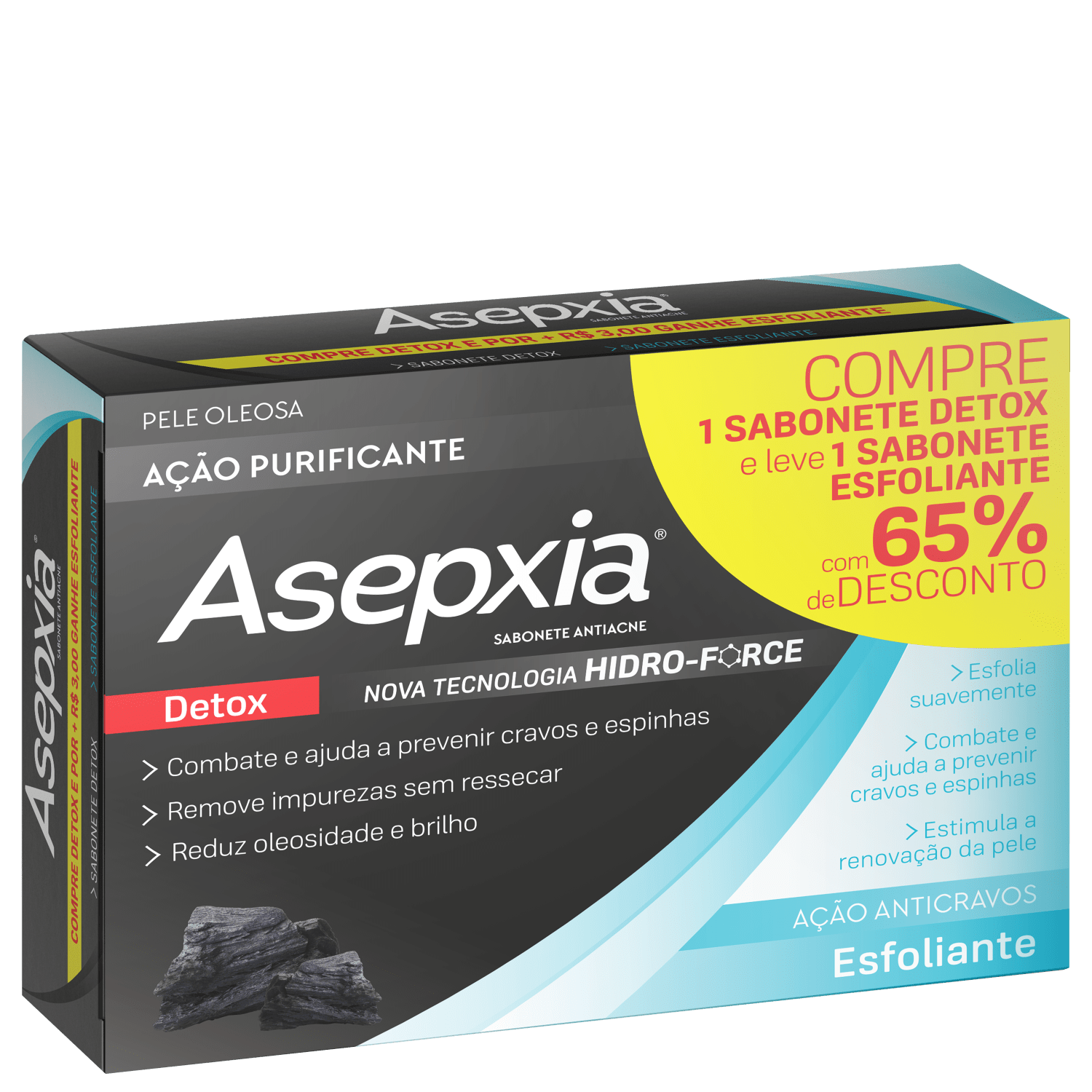 Kit Asepxia Sabonete Detox + Esfoliante (2 Produtos)