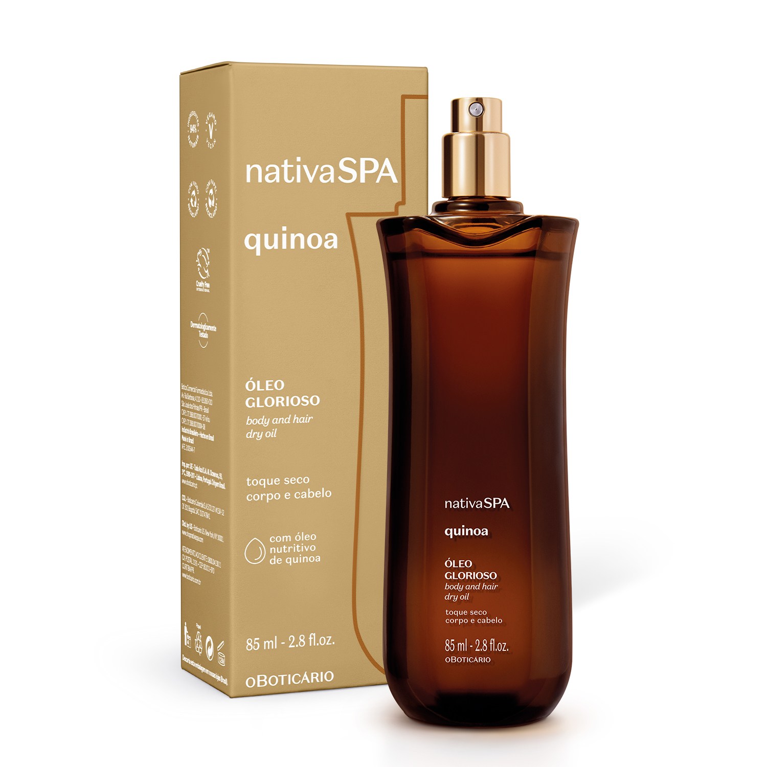 Óleo Multifuncional Glorioso Corpo e Cabelos Nativa SPA Quinoa 85ml > Óleo Multifuncional Glorioso Corpo e Cabelos Nativa SPA Quinoa 85ml