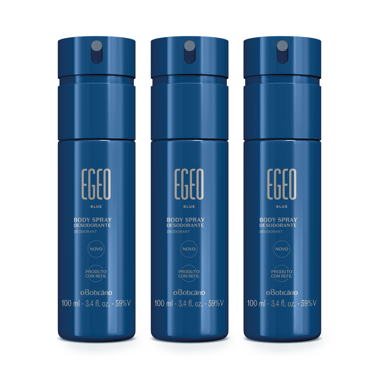 Combo Egeo Blue: Body Spray Desodorante 100ml (3 unidades) > Combo Egeo Blue: Body Spray Desodorante 100ml (3 unidades)