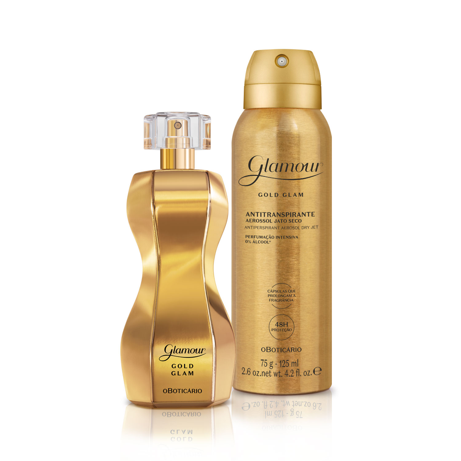 Combo Glamour Gold Glam: Desodorante Antitranspirante Aerossol 75g/125ml + Desodorante Colônia 75ml > Combo Glamour Gold Glam: Desodorante Antitranspirante Aerossol...