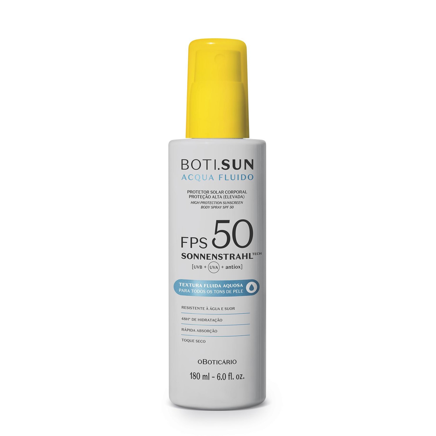 Spray Protetor Solar Corporal FPS 50 BOTI. SUN Acqua Fluido 180ml > Spray Protetor Solar Corporal FPS 50 BOTI. SUN Acqua Fluido 180ml
