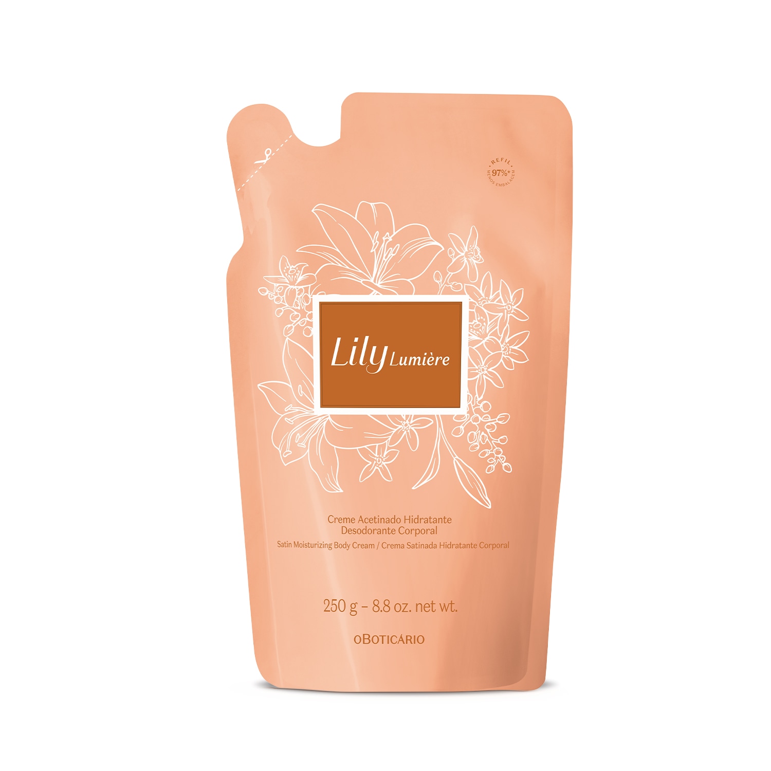 Refil Creme Acetinado Hidratante Desodorante Corporal Lily Lumière 250g > Refil Creme Acetinado Hidratante Desodorante Corporal Lily Lumière 250g