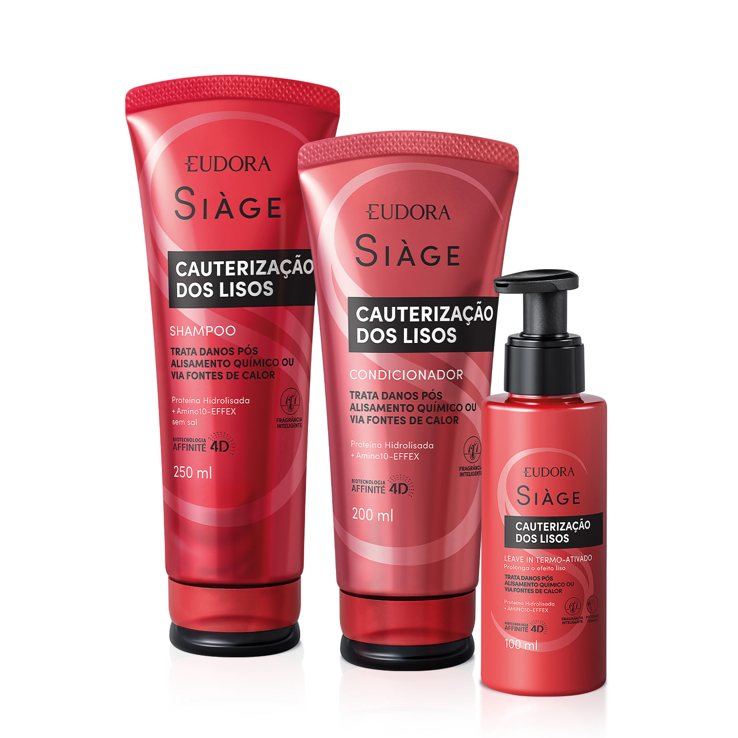 Combo Siàge Cauterização dos Lisos: Shampoo 250ml + Condicionador 200ml + Leave-in 100ml