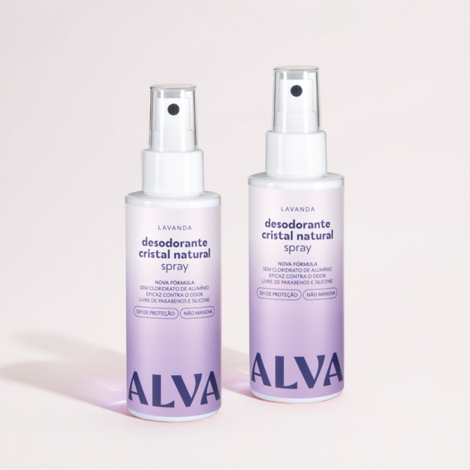 Kit Cristal Natural Alva: Dupla 2 Desodorantes Spray 120ml 12 Horas de Proteção Lavanda