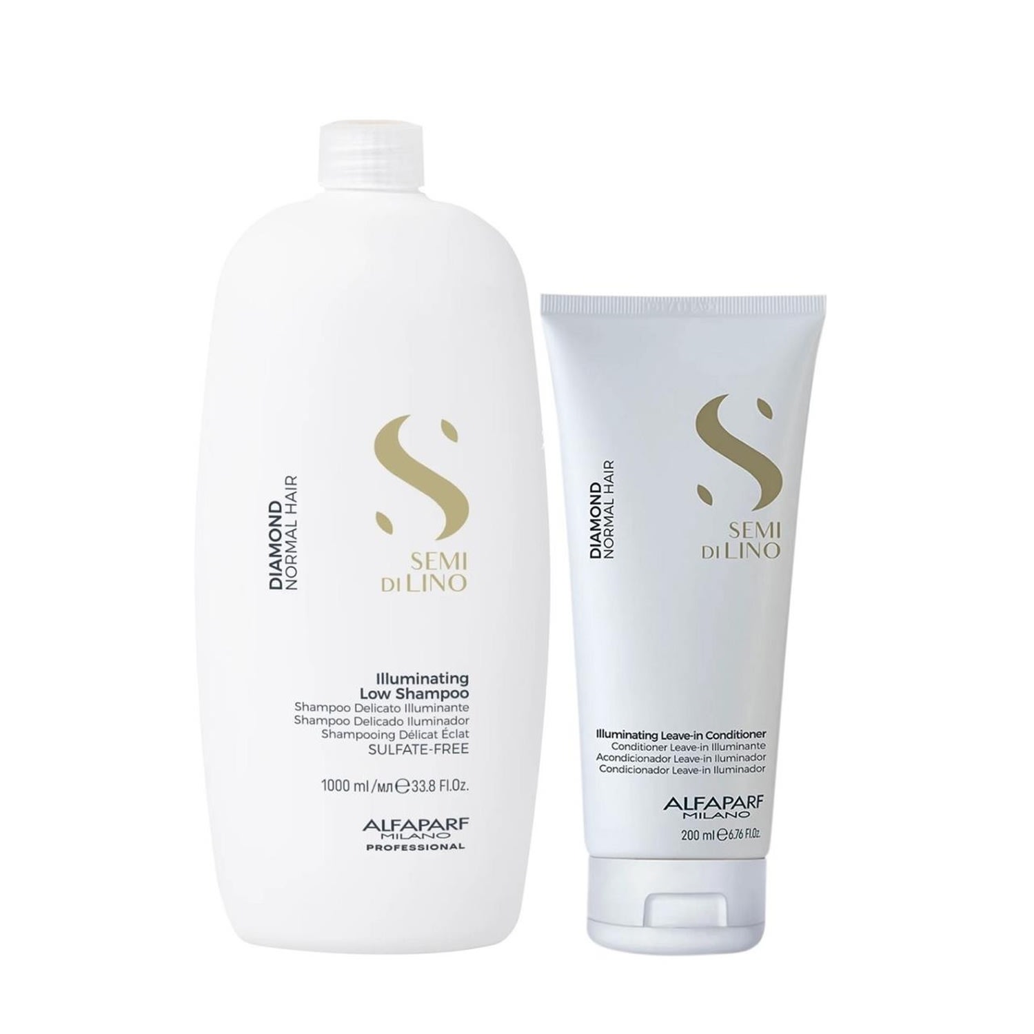 Kit Alfaparf Semi Di Lino Diamond - Shampoo 1L + Leave in 200ml