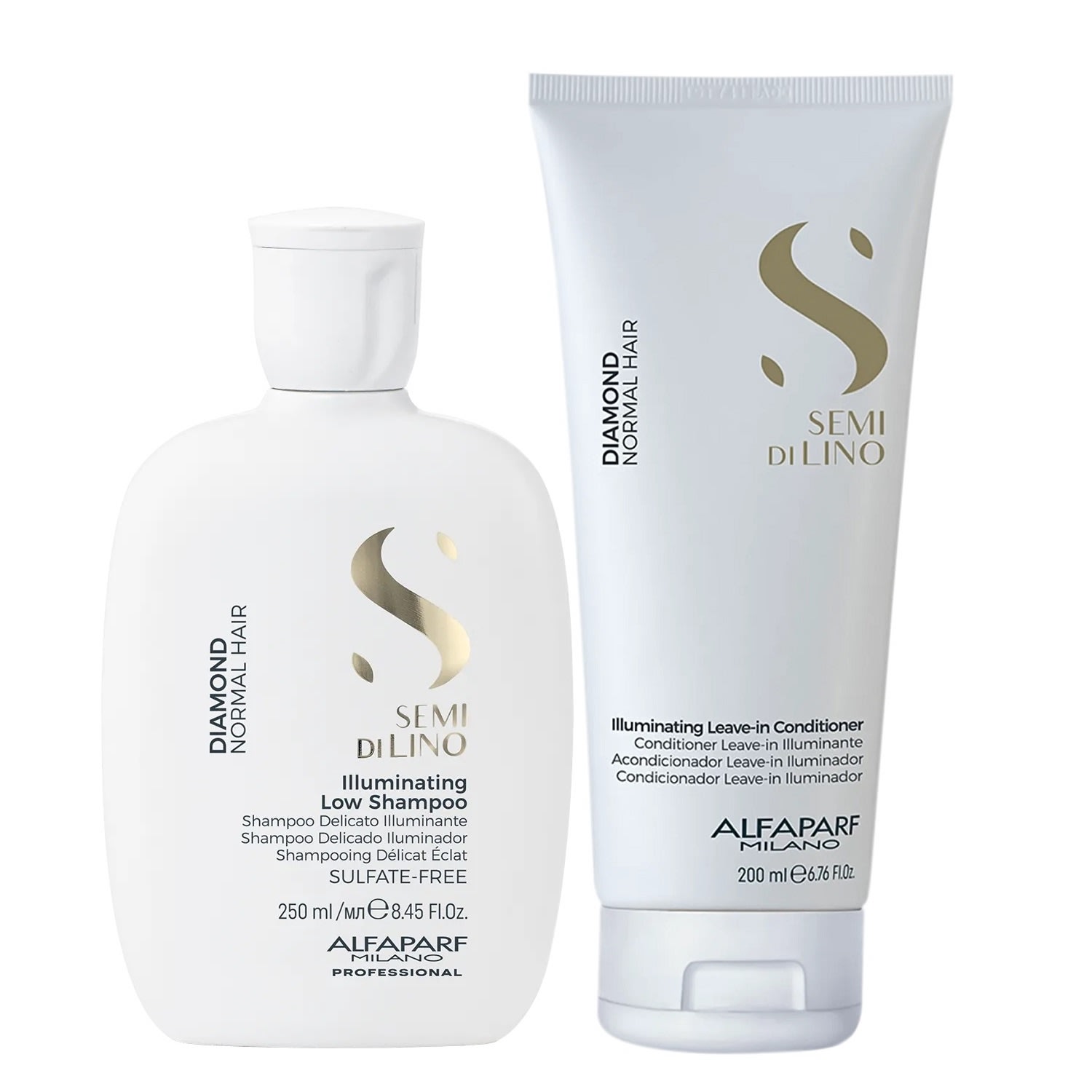 Kit Alfaparf Semi Di Lino Diamond - Shampoo 250ml + Leave in 200ml