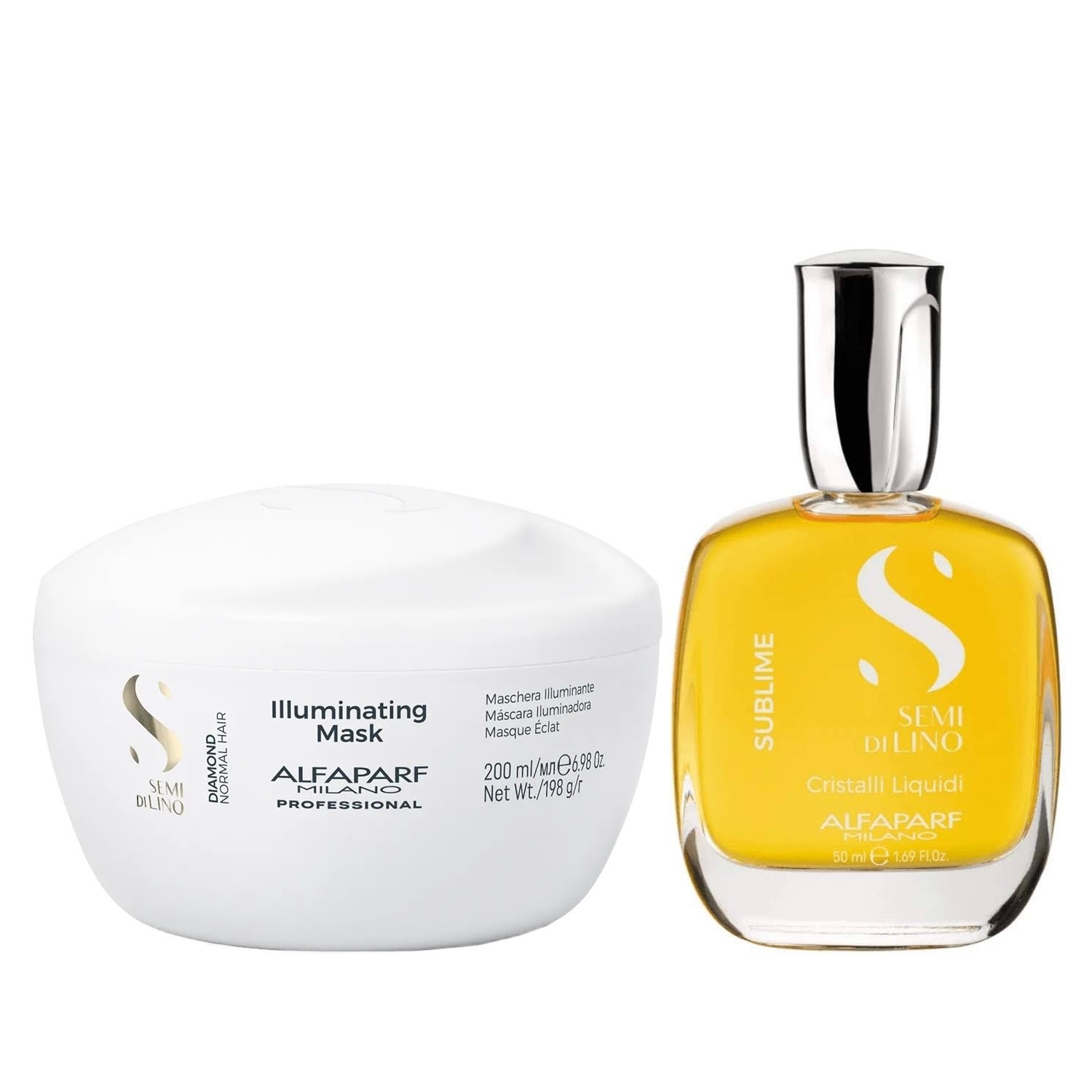 Kit Alfaparf Semi Di Lino Diamond - Máscara 200ml + Cristalli 50ml