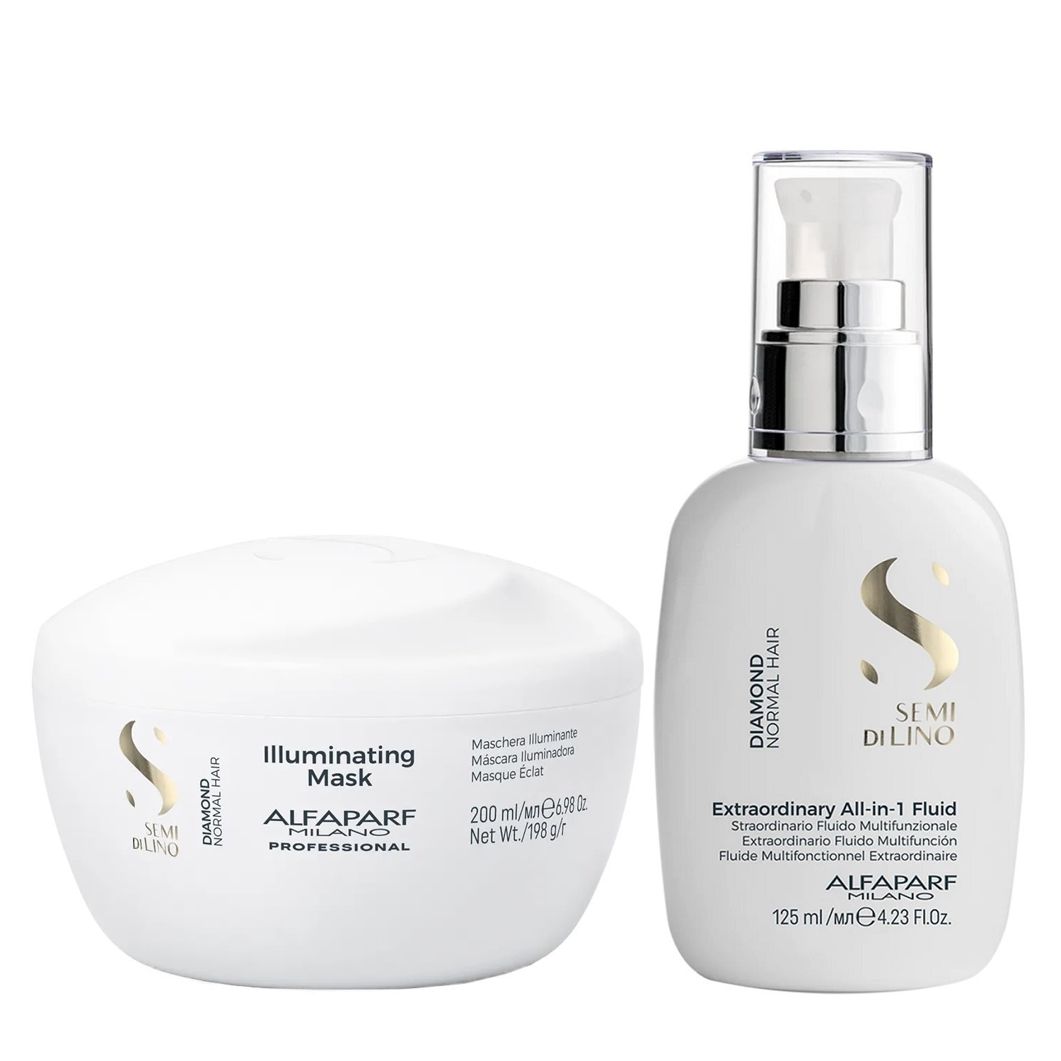 Kit Alfaparf Semi Di Lino Diamond - Máscara 200ml + Fluído 125ml