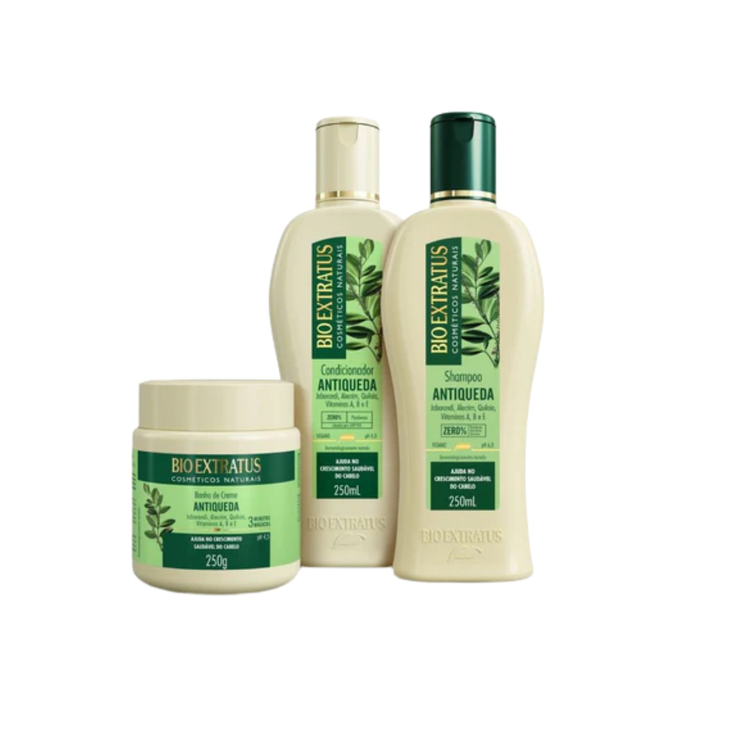 Kit Antiqueda Jaborandi Bio Extratus Shampoo 250ml + Condicionador 250ml + Banho de Creme 250g