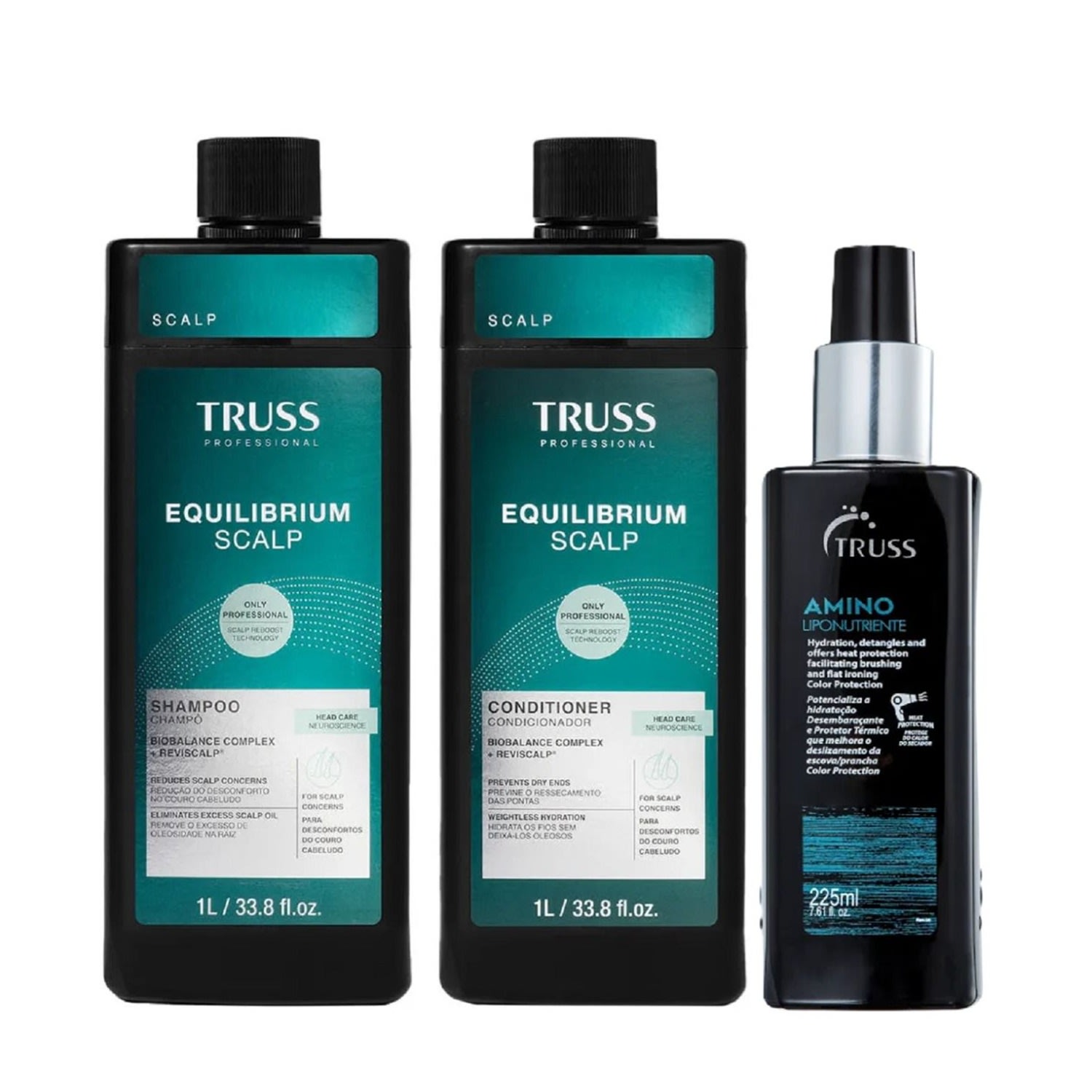 Kit Truss Equilibrium Scalp - Shampoo 1L + Condicionador 1L + Amino Liponutriente 225ml