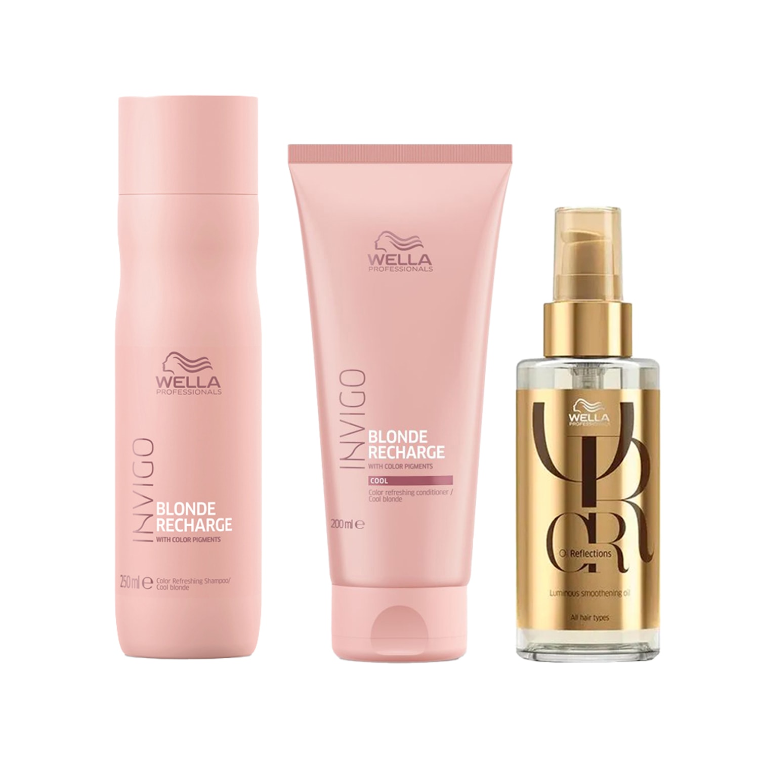 Kit Wella Invigo Blonde Recharge - Shampoo + Condicionador + Óleo