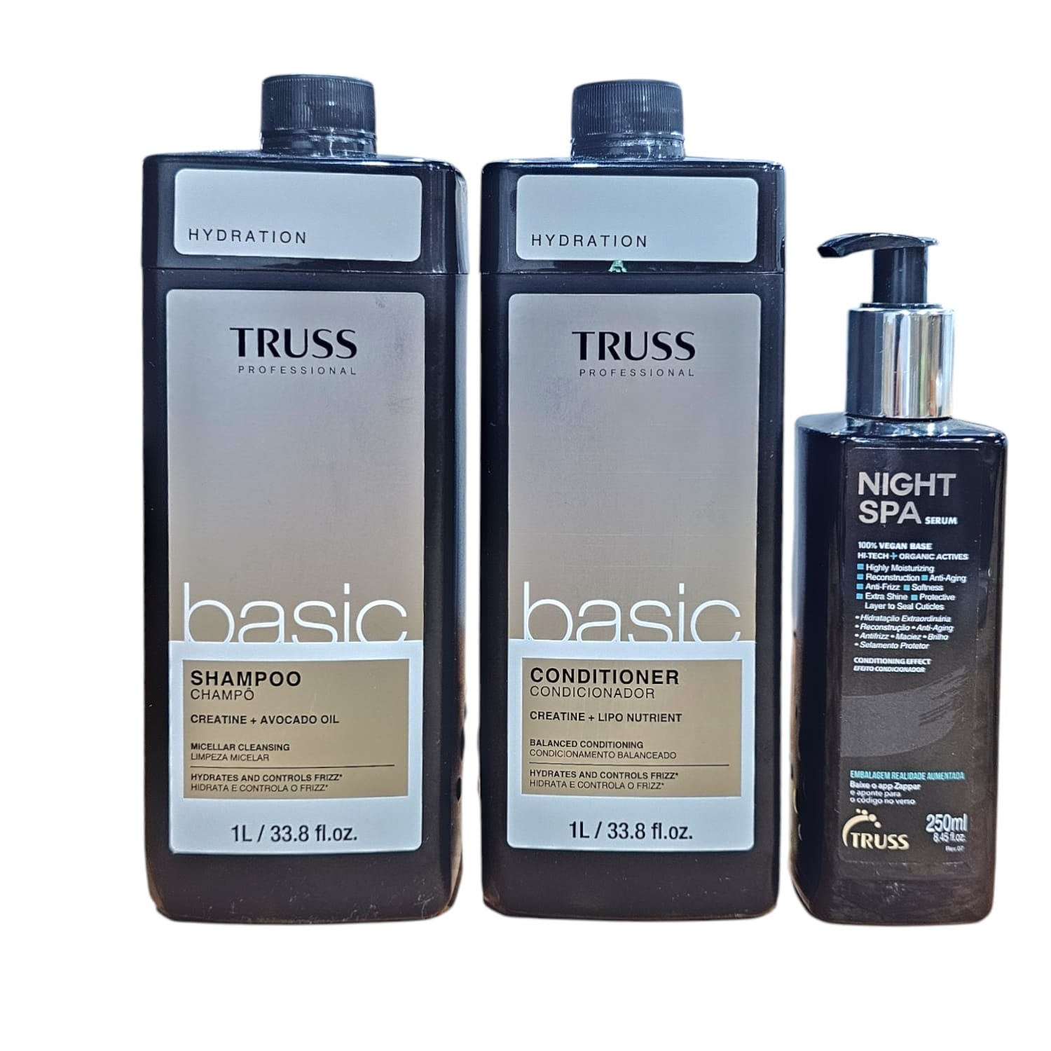 Kit Truss Basic - Shampoo 1L + Condicionador 1L + Night Spa 250ml