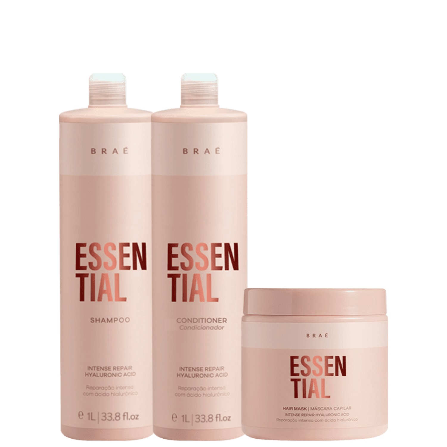 Braé Essential Shampoo 1000ml + Condicionador 1000ml + Máscara 500g