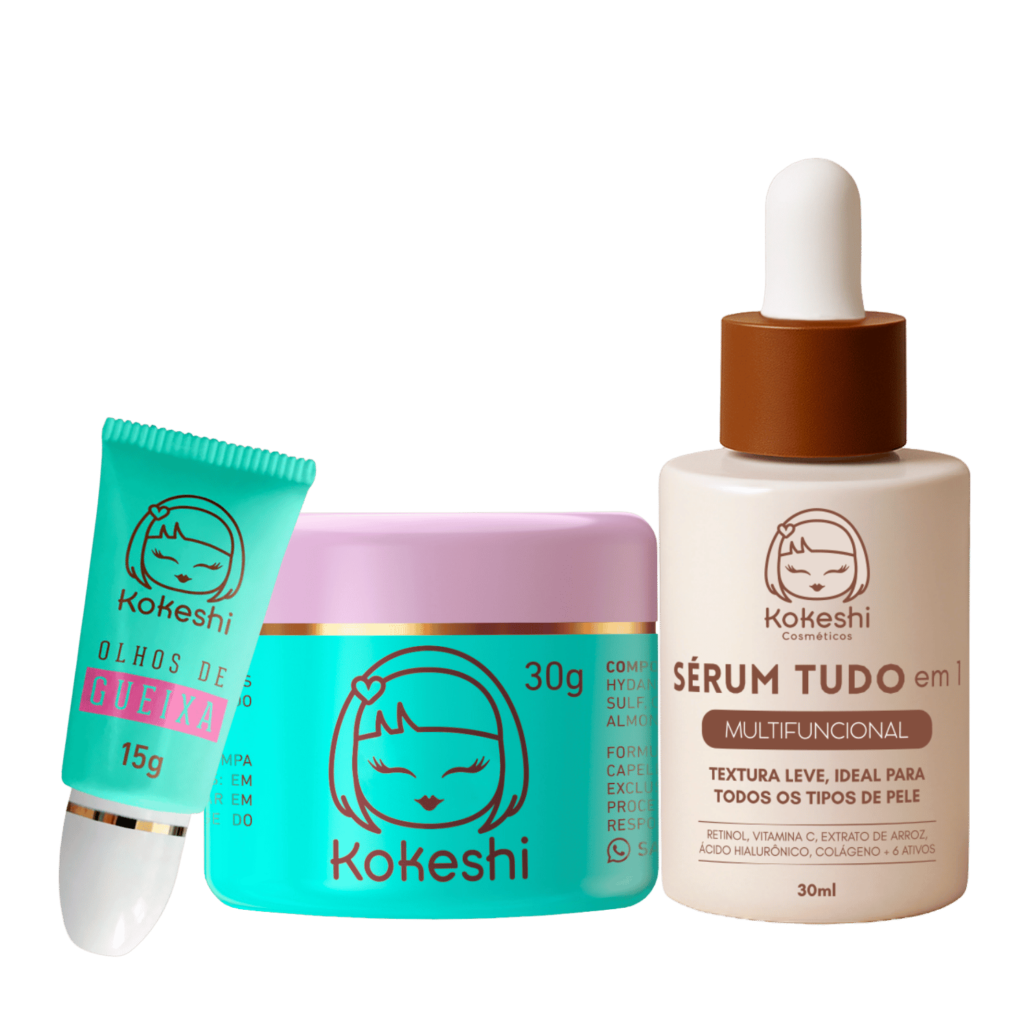 Kit Renovadores Creme Sérum Facial Pele de Porcelana Tudo em 1 Olhos de Gueixa