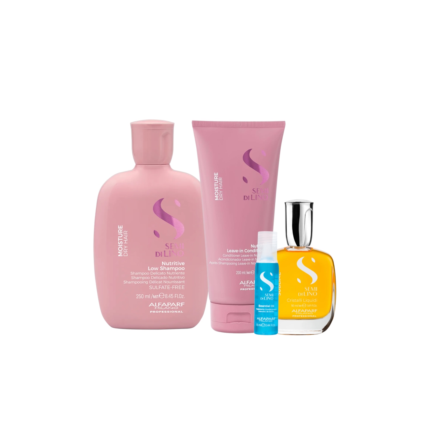 Kit Moisture Shampoo, Condicionador, Cristalli 50ml e Ampolas