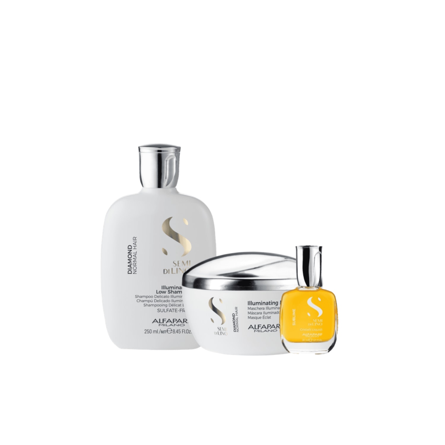 Kit Diamond Shampoo, máscara e Cristalli Liquid - Alfaparf