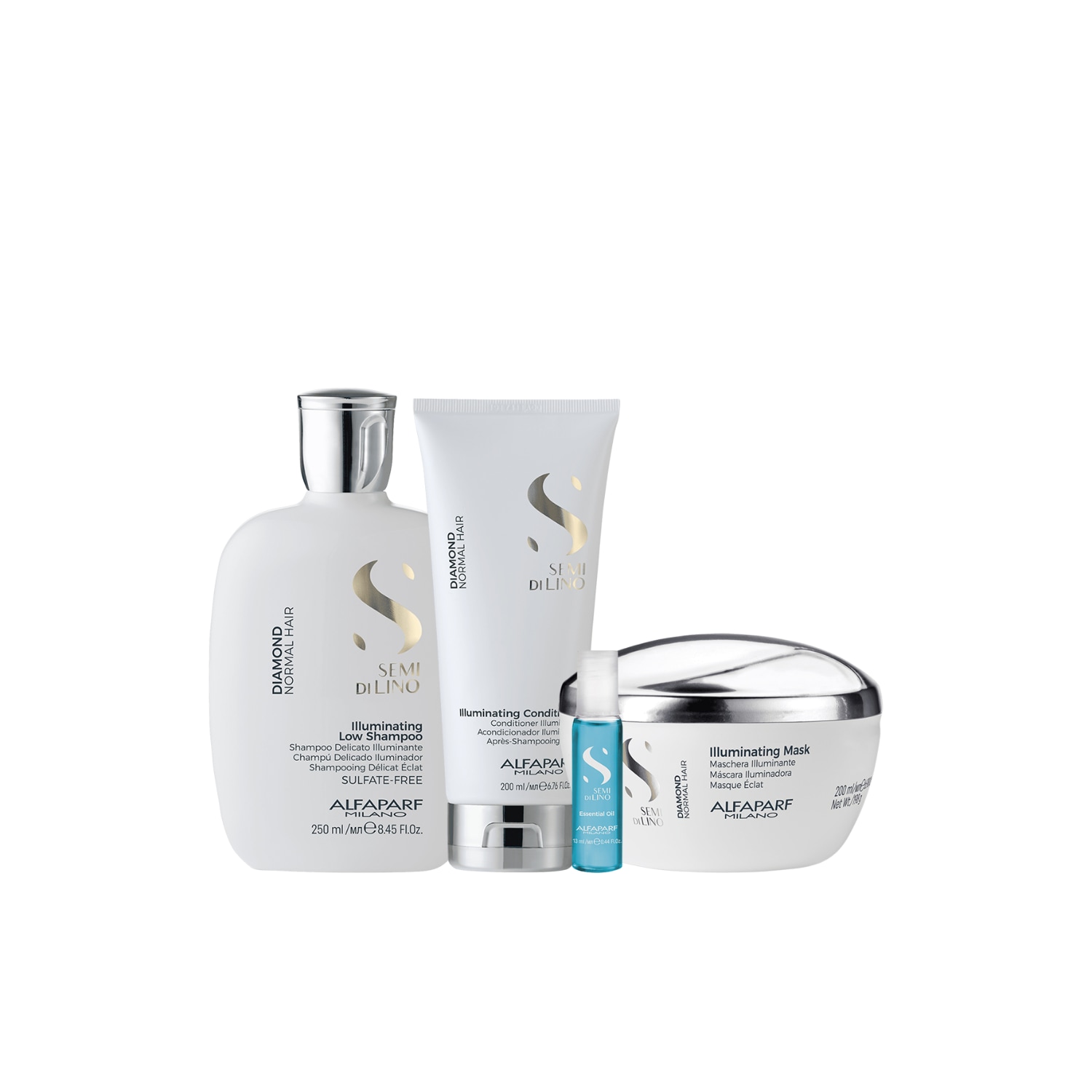 Kit Diamond Shampoo, Condicionador, Máscara e Ampola - Alfaparf
