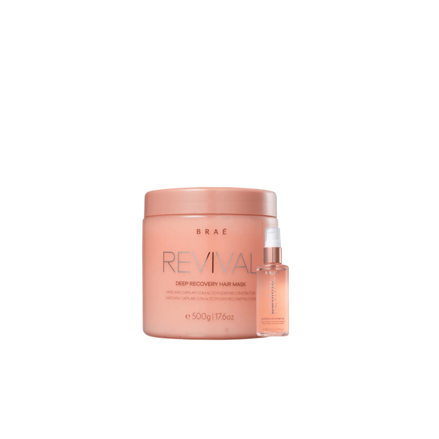 Kit BRAÉ Revival Máscara de Reconstrução 500g e Shine Oil