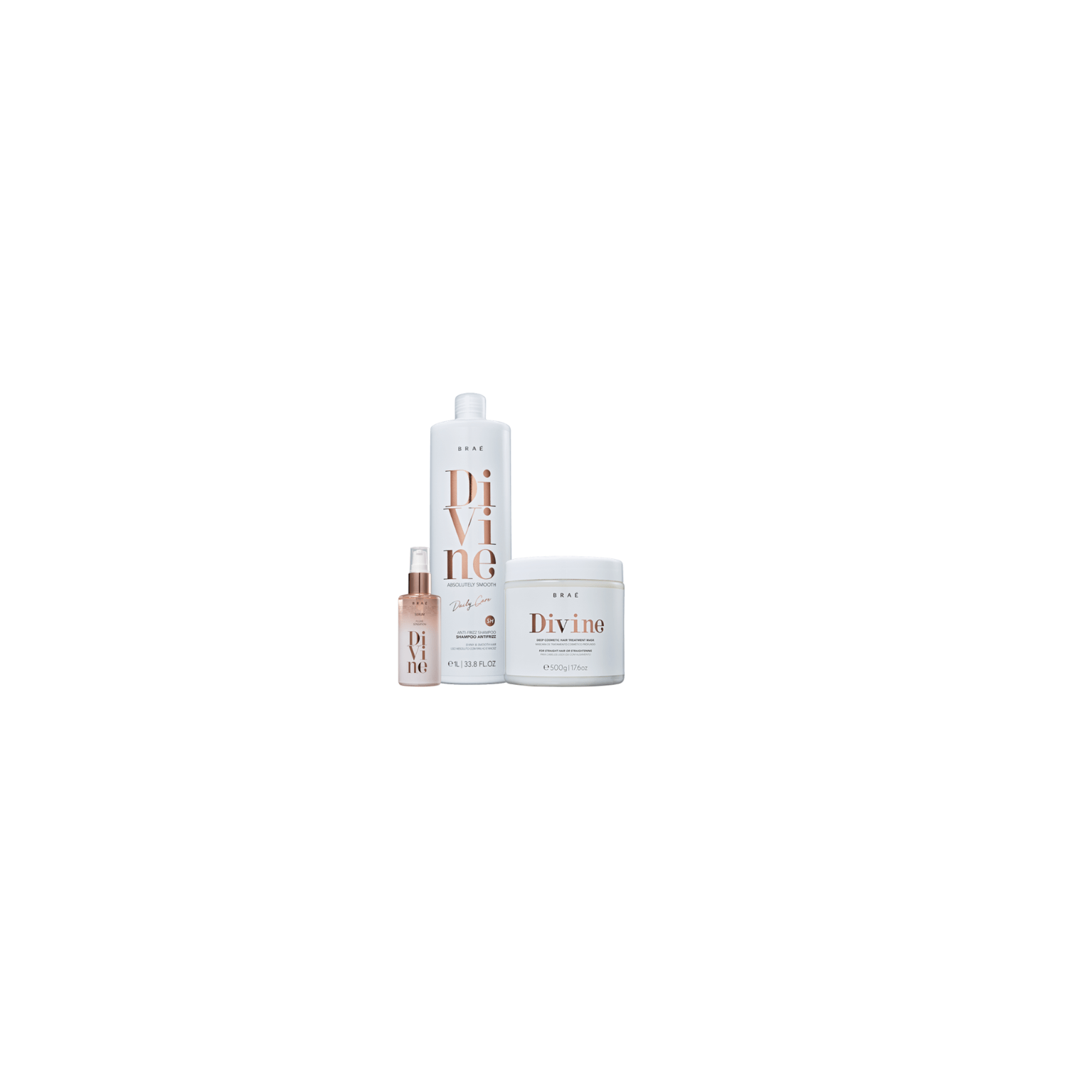 BRAÉ Divine Shampoo 1L, Mascara e Serum Plume Sensation