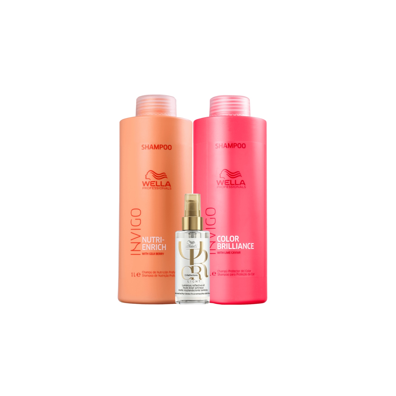 Kit Shampoos Brilliance, Enrich 1L e Oil Reflections - Wella