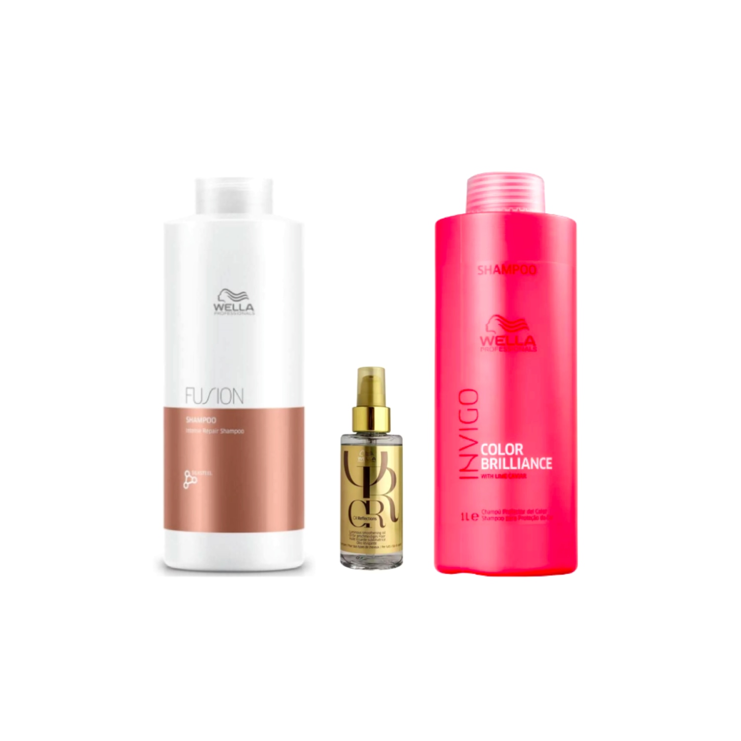 Kit Shampoos Fusion Repair, Invigo e Oil Reflections - Wella