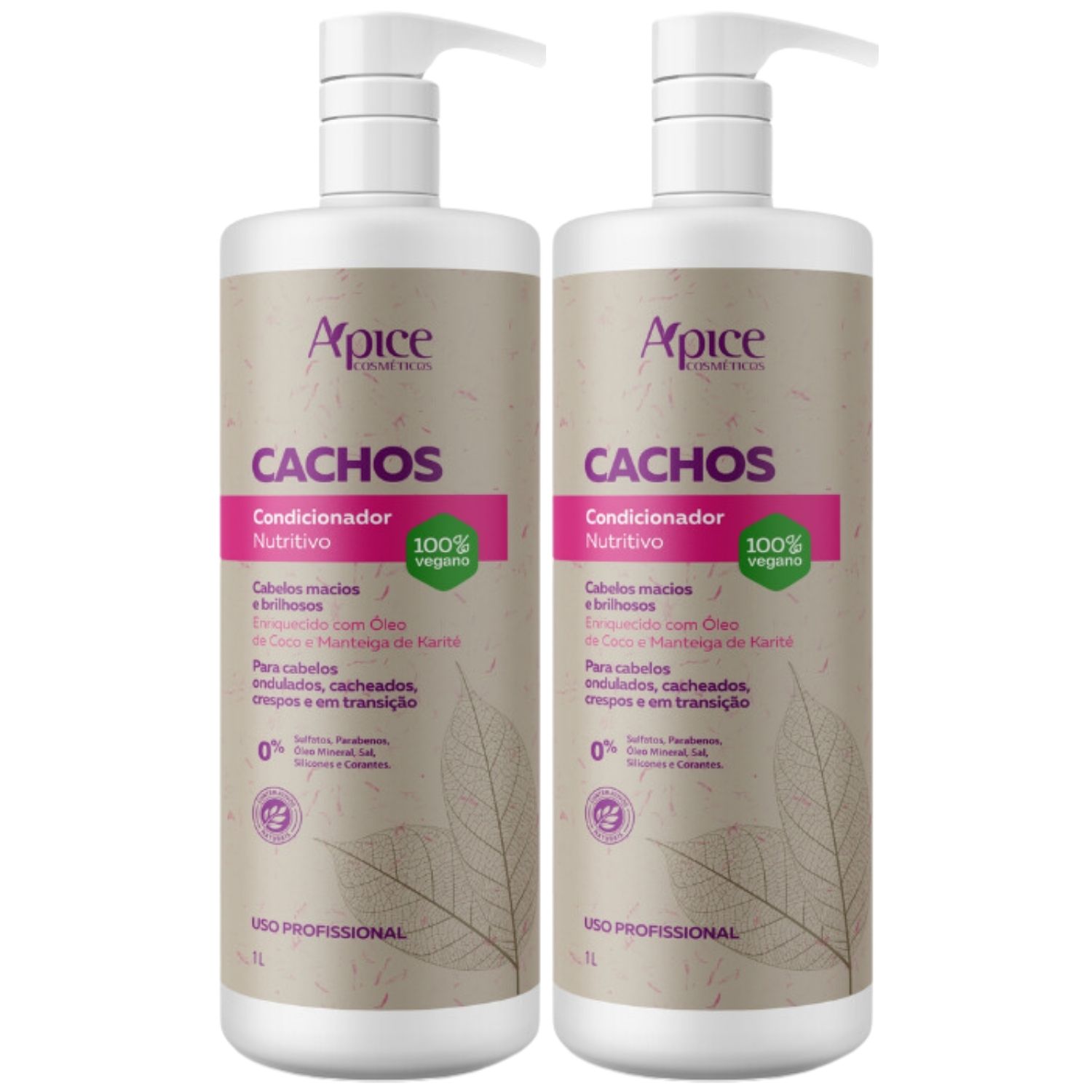 Kit 2 Condicionador Nutritivo Cachos Apse Apice Vegano Anti Frizz Creme De Pentar Uso Diario 1L