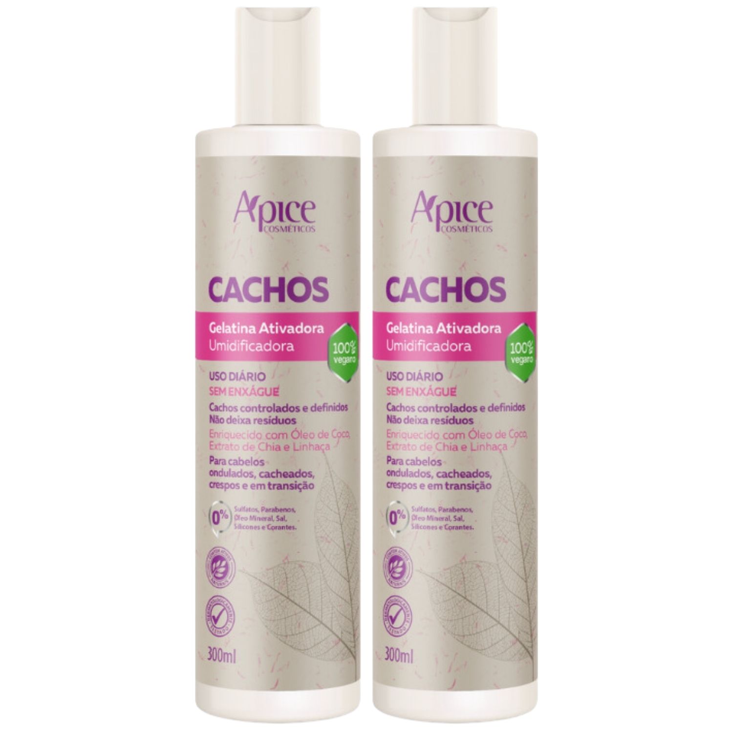 Kit 2 Gelatina Apse Apice Ativadora De Cachos Umidificadora Cabelos Cacheados Profissional 300ml