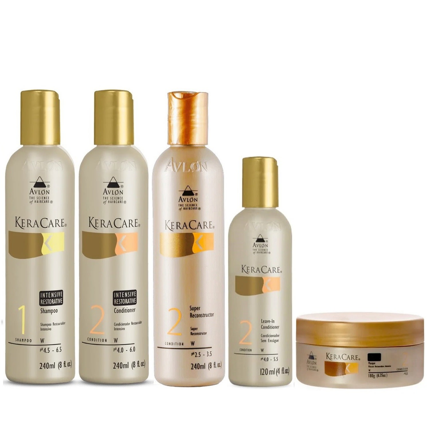 Kit Avlon KeraCare Int. Restorative - Shampoo, Condicionador e Reconstrutor (240ml) + Máscara 180g + Leave-in 120ml