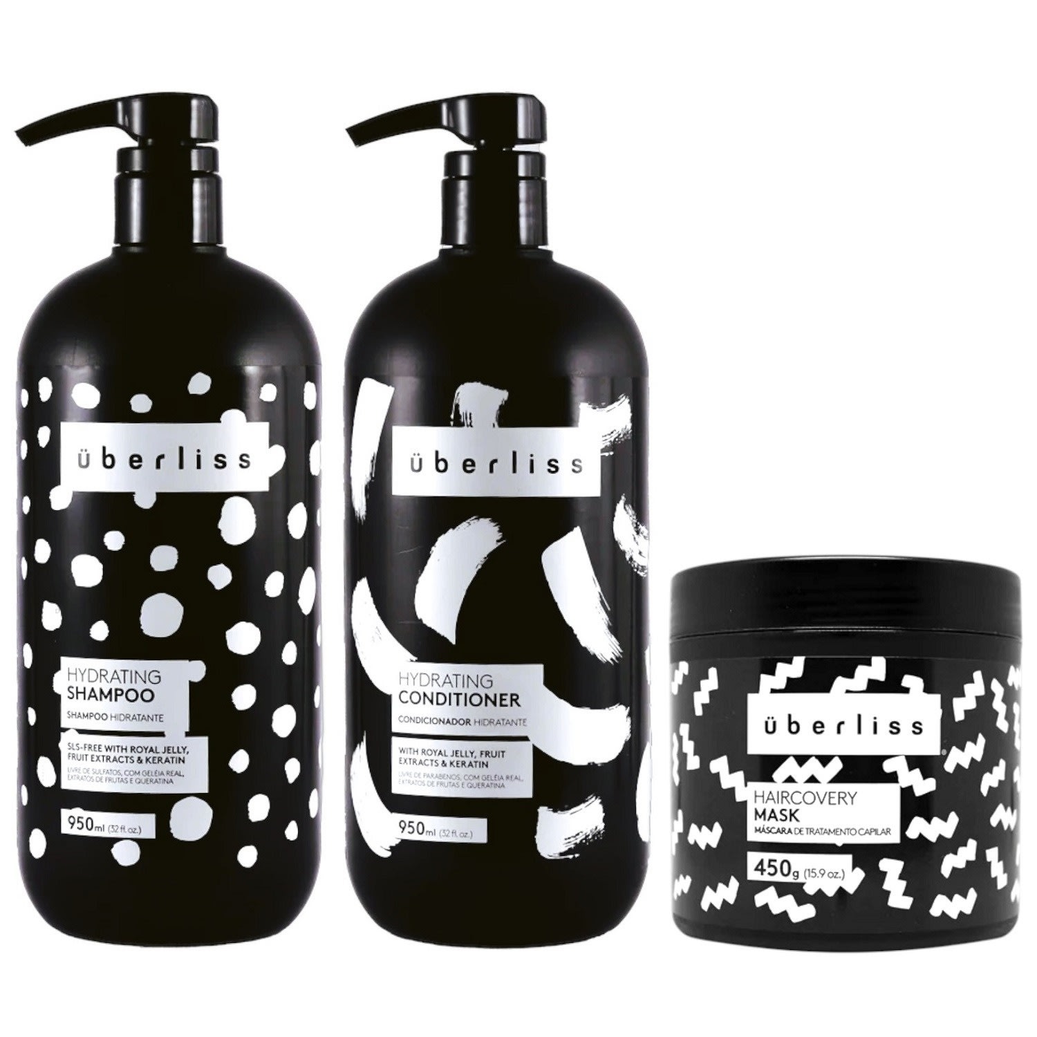 Kit Avlon Uberliss Hydrating - Shampoo 950ml + Condicionador 950ml + Máscara HairCovery 450g
