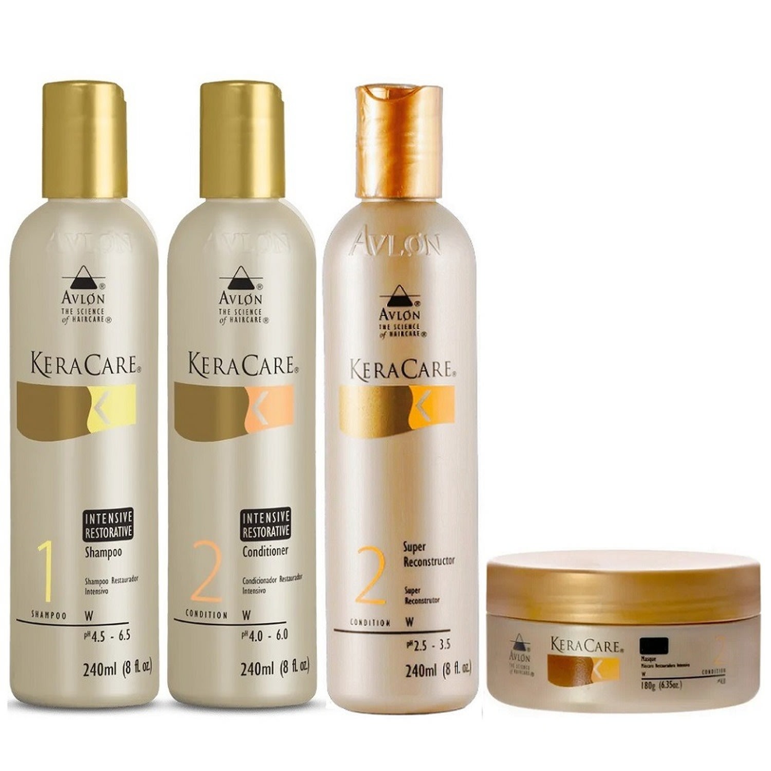 Kit Avlon KeraCare Intensive Restorative - Shampoo 240ml + Condicionador 240ml + Máscara 180g + Super Reconstrutor 240ml