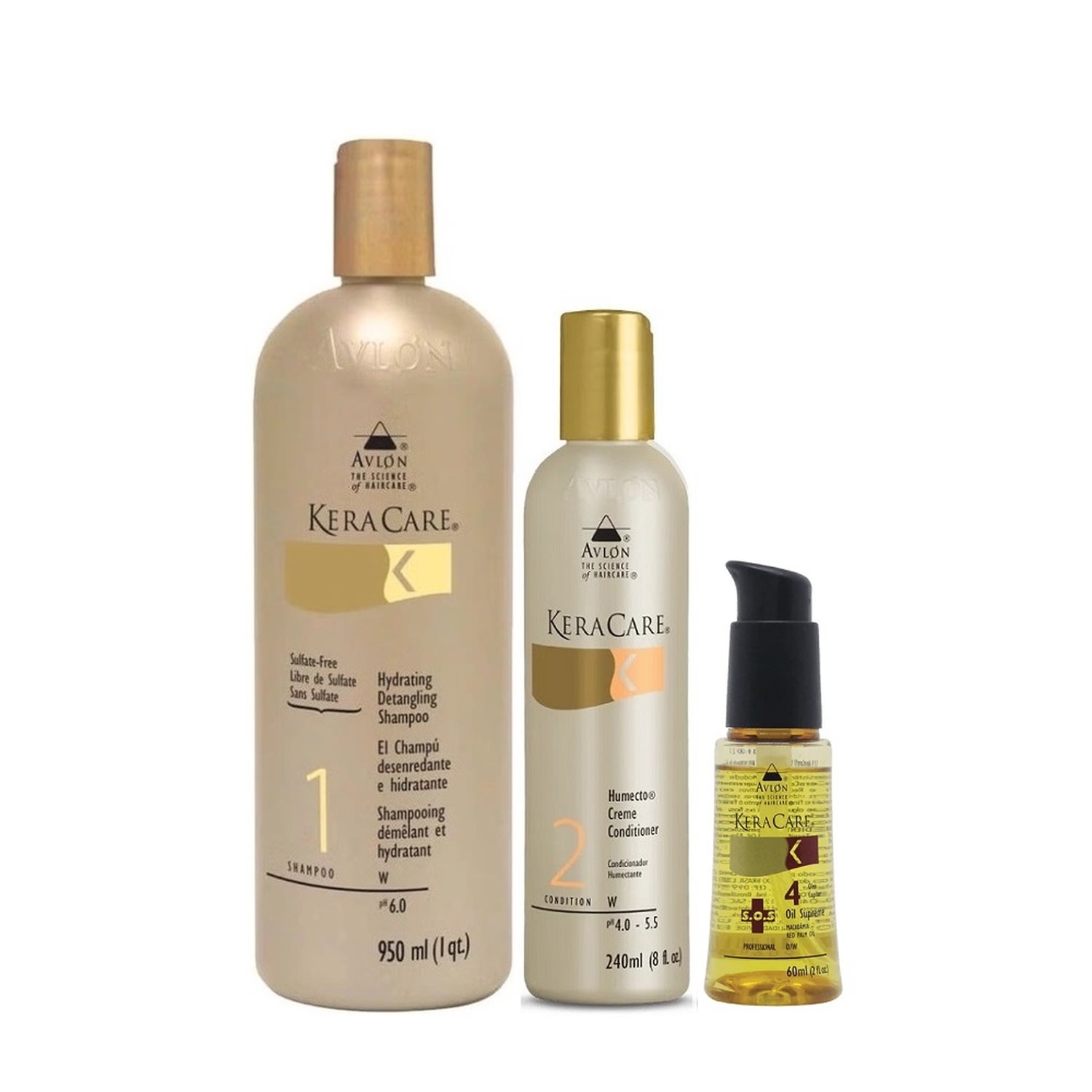 Kit Avlon KeraCare - Shampoo Hydrating 950ml + Condicionador Humecto 240ml + Oil Supreme S.O.S 60ml