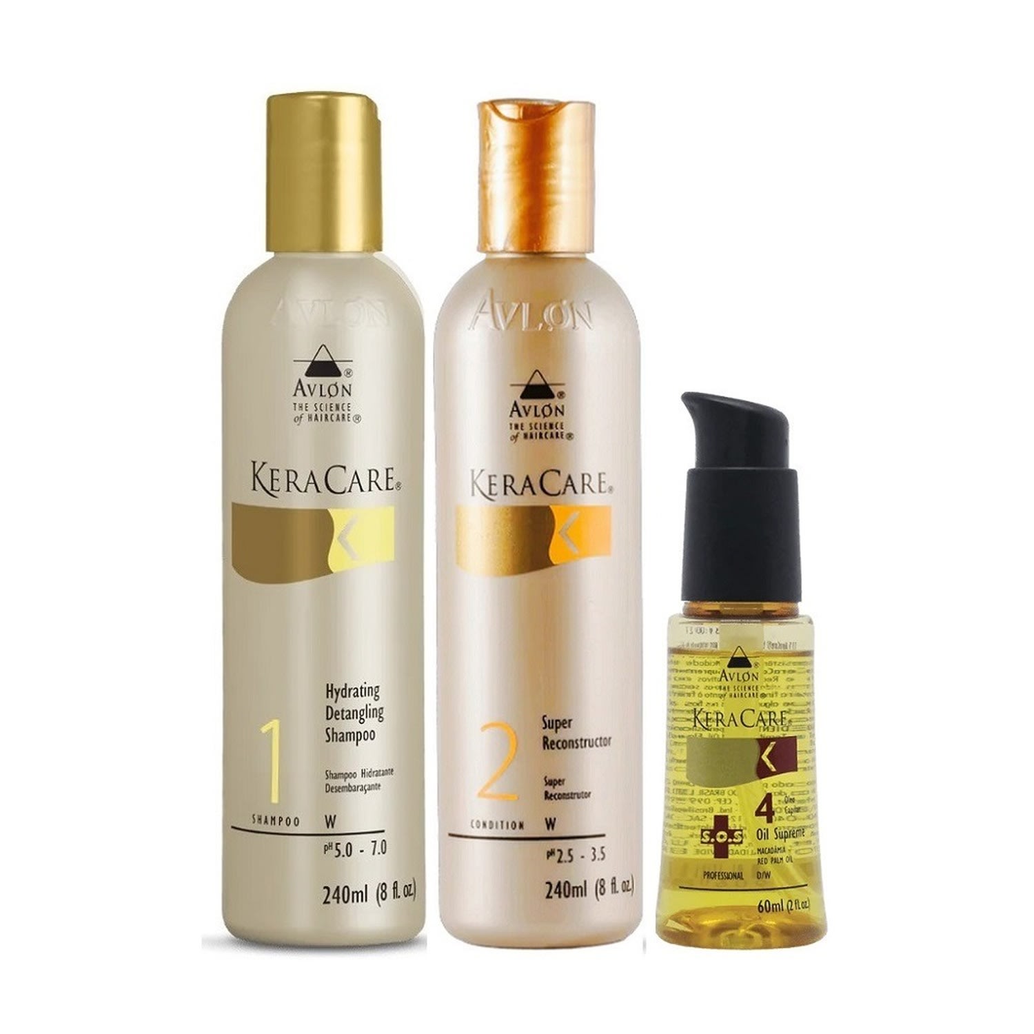 Kit Avlon KeraCare - Shampoo Hydrating 240ml + Super Reconstrutor 240ml + Oil Supreme S.O.S 60ml