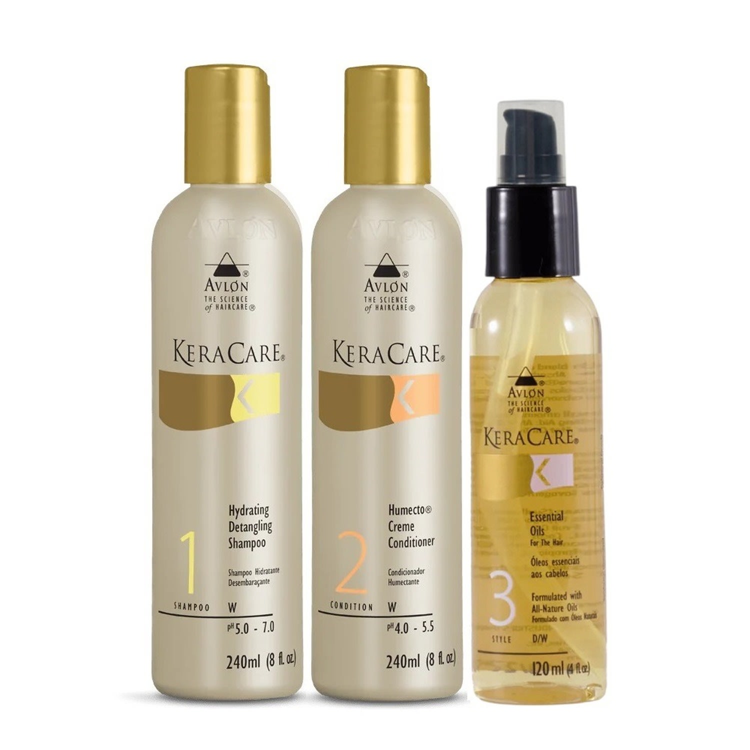 Kit Avlon KeraCare - Shampoo Hydrating 240ml + Condicionador Humecto 240ml + Óleo Essencial 120ml