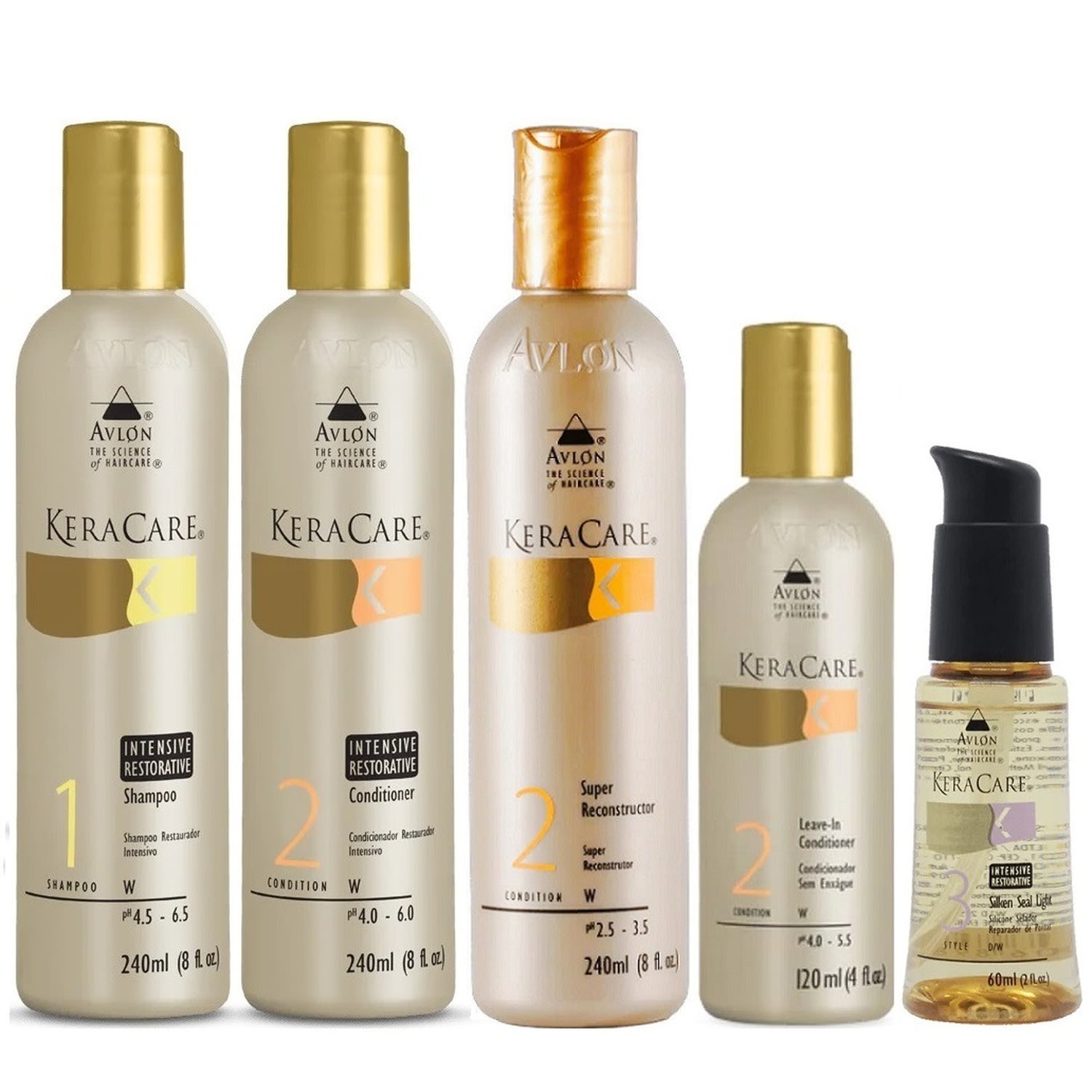 Kit Avlon KeraCare Int. Restorative - Shampoo, Condicionador e Reconstrutor (240ml) + Leave-in e Óleo Essencial (120ml)