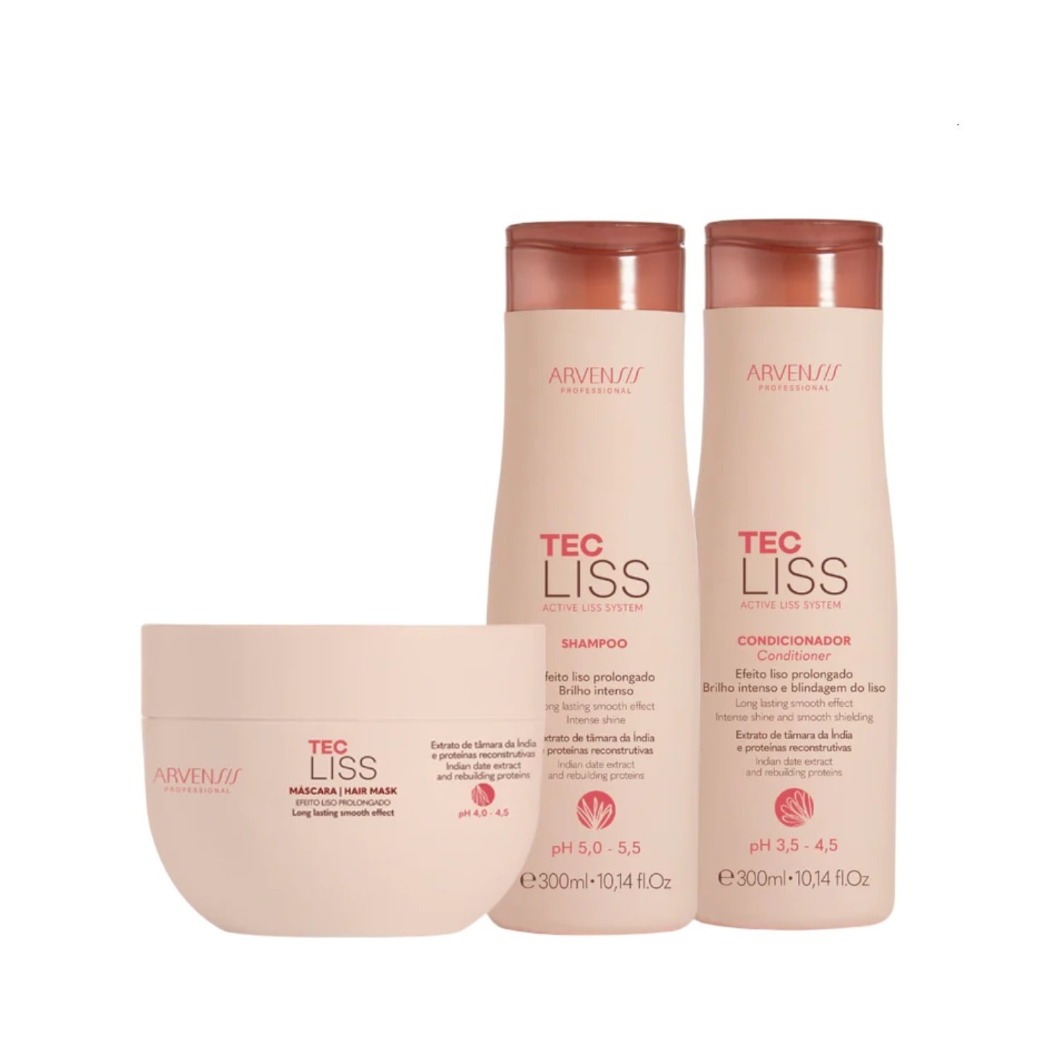 Kit Arvensis Tec Liss - Shampoo 300ml + Condicionador 300ml + Máscara 250g