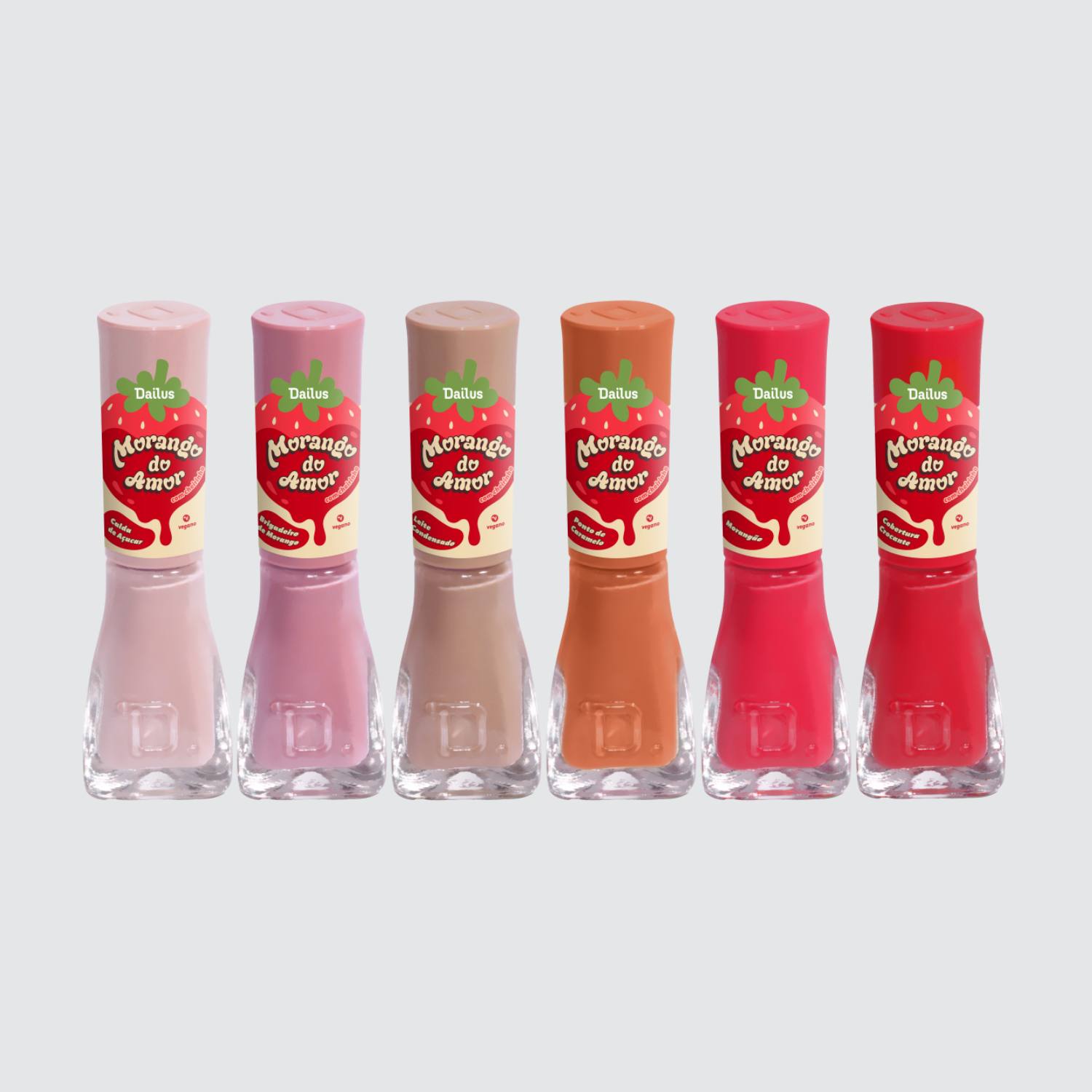 Kit Esmaltes Dailus - Coleção Morango do Amor (6 esmaltes)