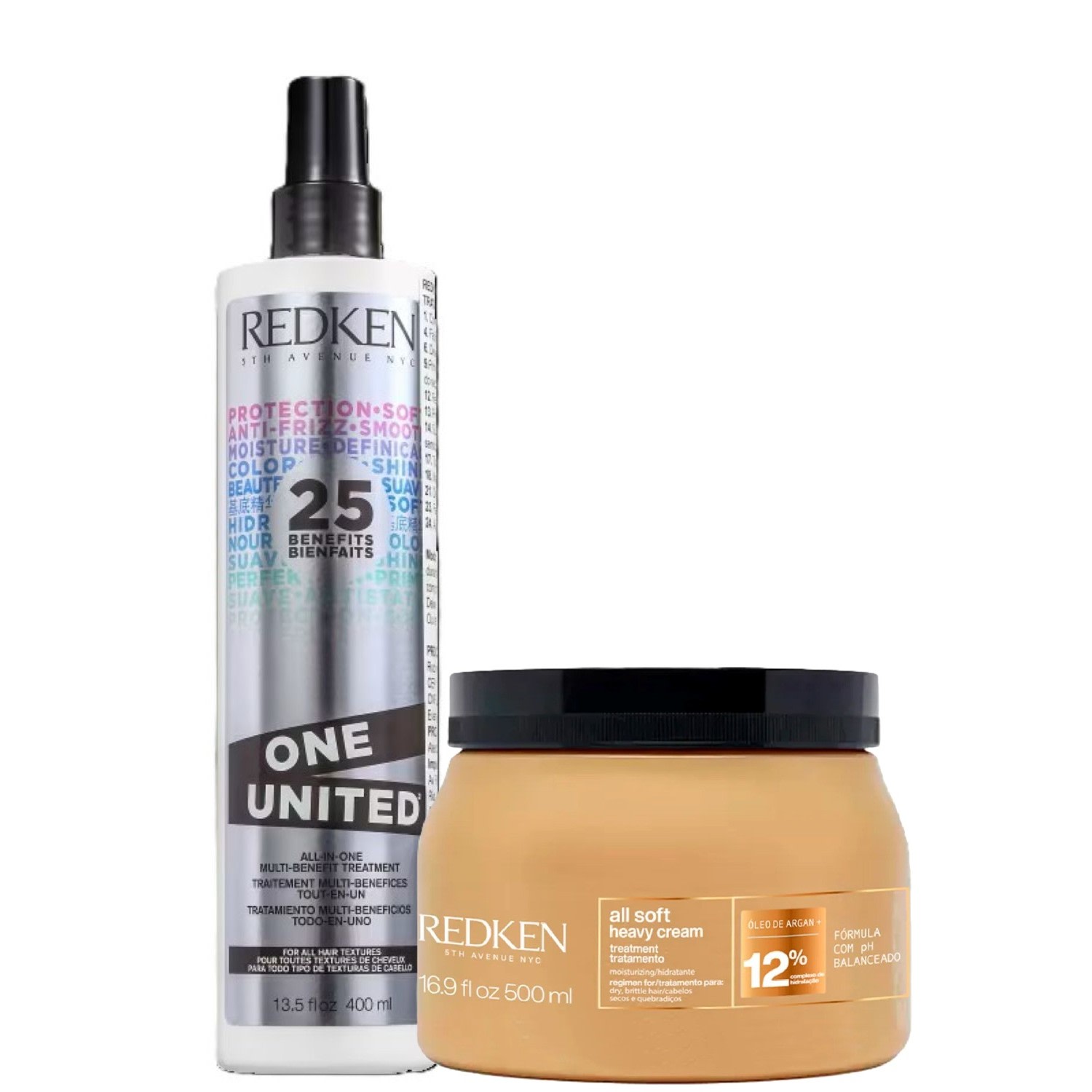 Kit Redken All Soft Heavy Cream + One United 25 Benefits Salon (2 Produtos)
