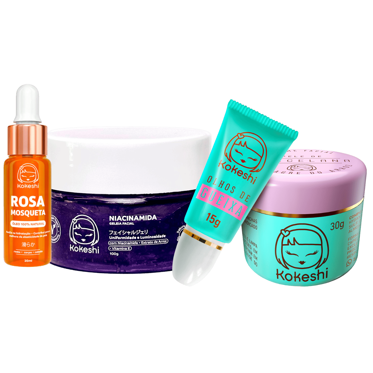 Kit Skin Care Renovadores Rosa Mosqueta Niacinamida Kokeshi