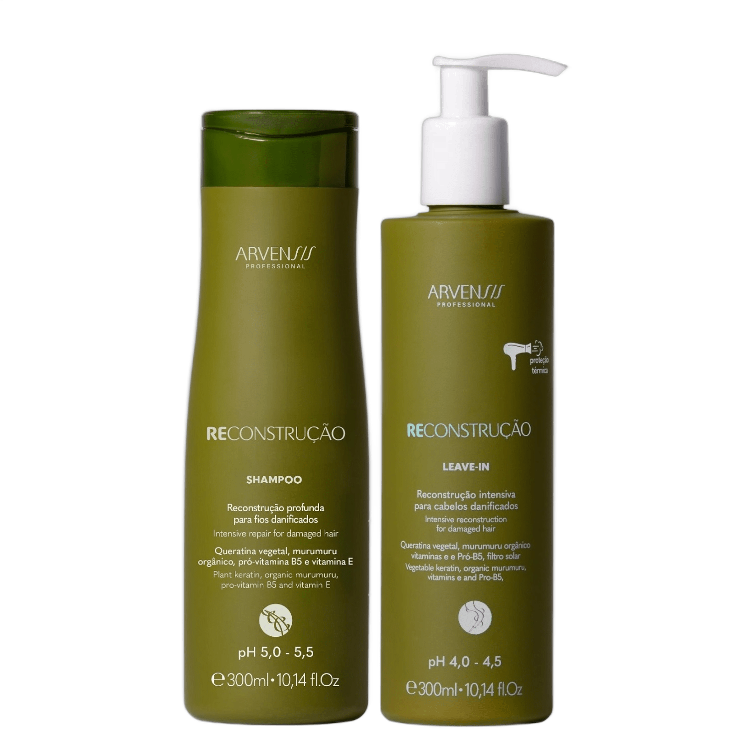 Kit Arvensis Reconstrução - Shampoo 300ml e Leave-in 300ml