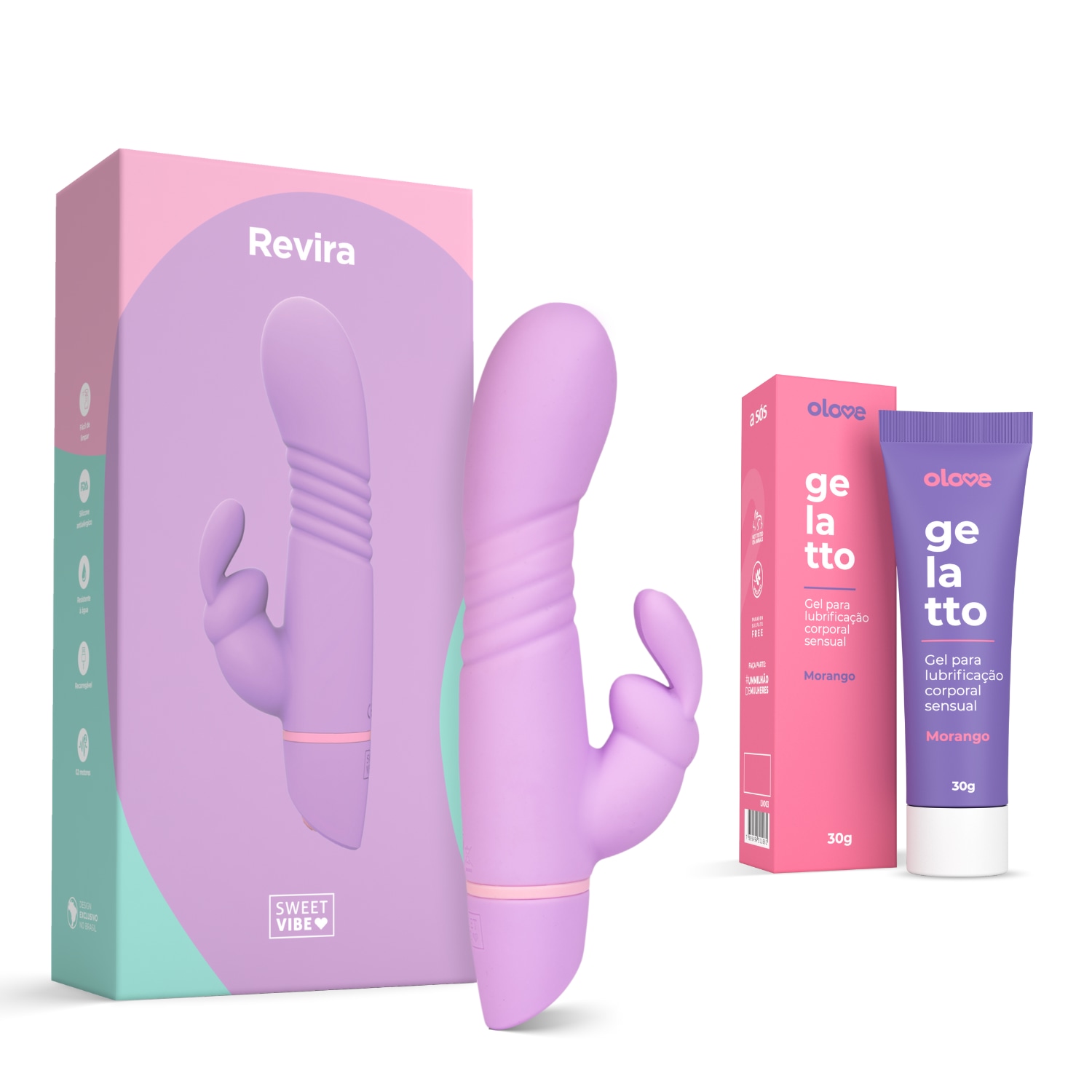 Kit Vibrador Recarregável Revira + Brinde Lubrificante Gelatto
