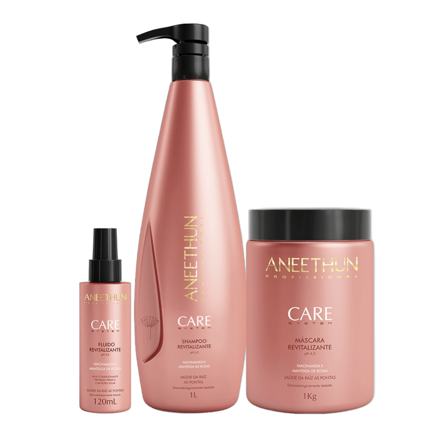 Kit Aneethun Care System Revitalizante - Shampoo 1L e Máscara 1L e Fluído 120ml