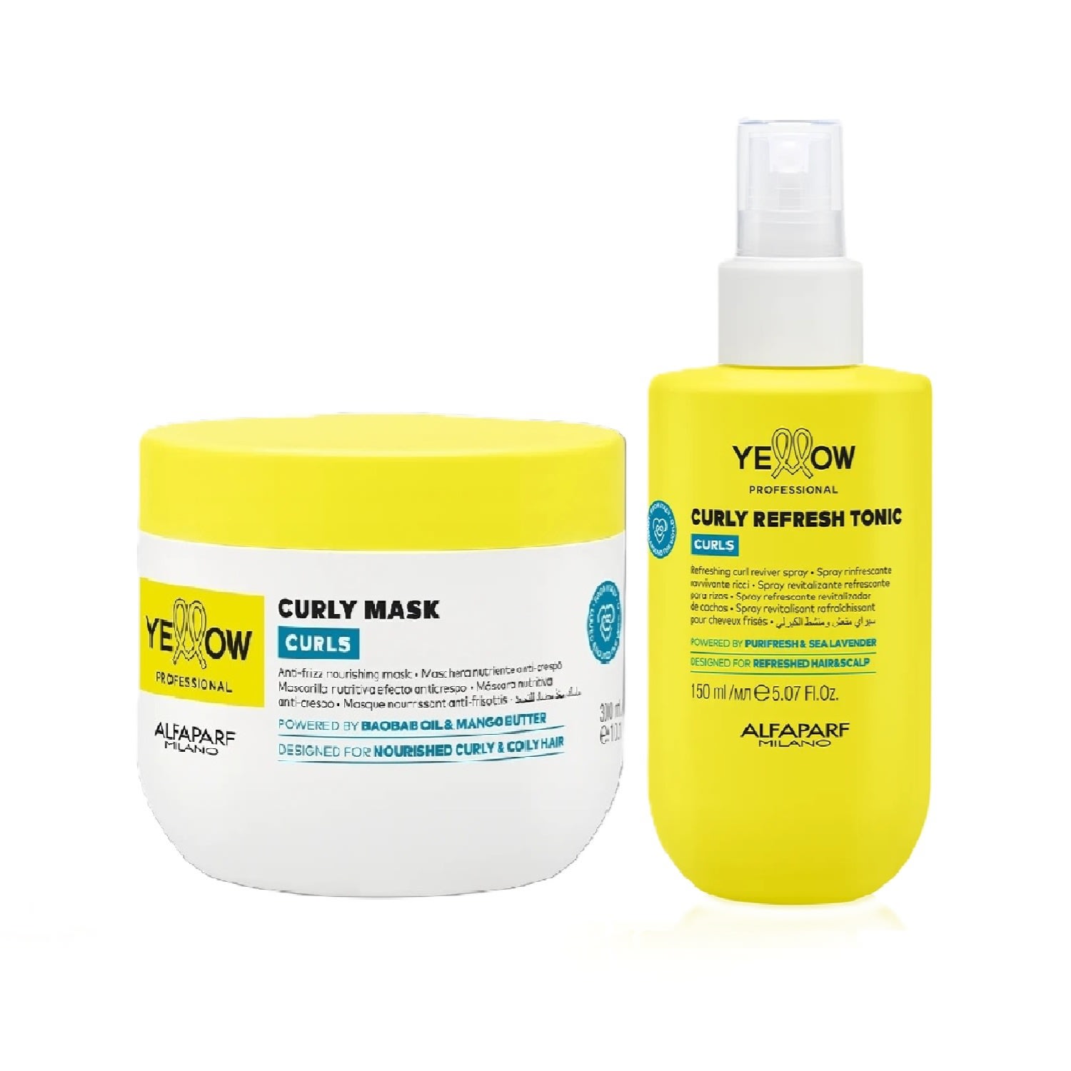 Kit Yellow Curls - Máscara 300ml + Refresh Tonic 150ml